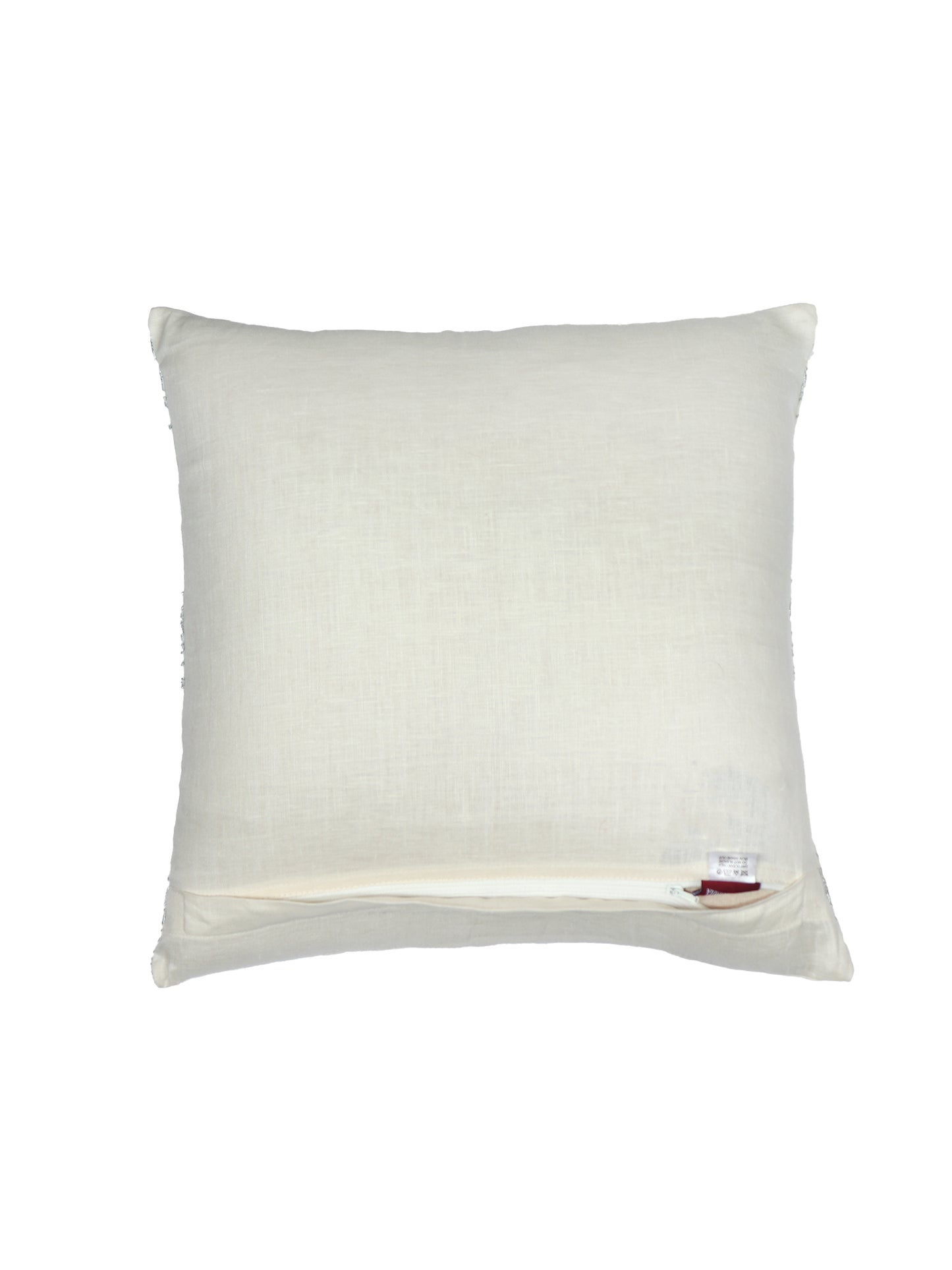 ZEBA World Square Cushion Cover for Sofa, Bed | Patchwork with Zari Hand Embroidery - Linen | Beige - 16x16in(40x40cm) (Pack of 1)