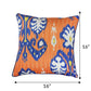 Cushion Cover for Sofa, Bed Poly Canvas Ikat Print | Orange Blue - 16x16in(40x40cm) (Pack of 1)
