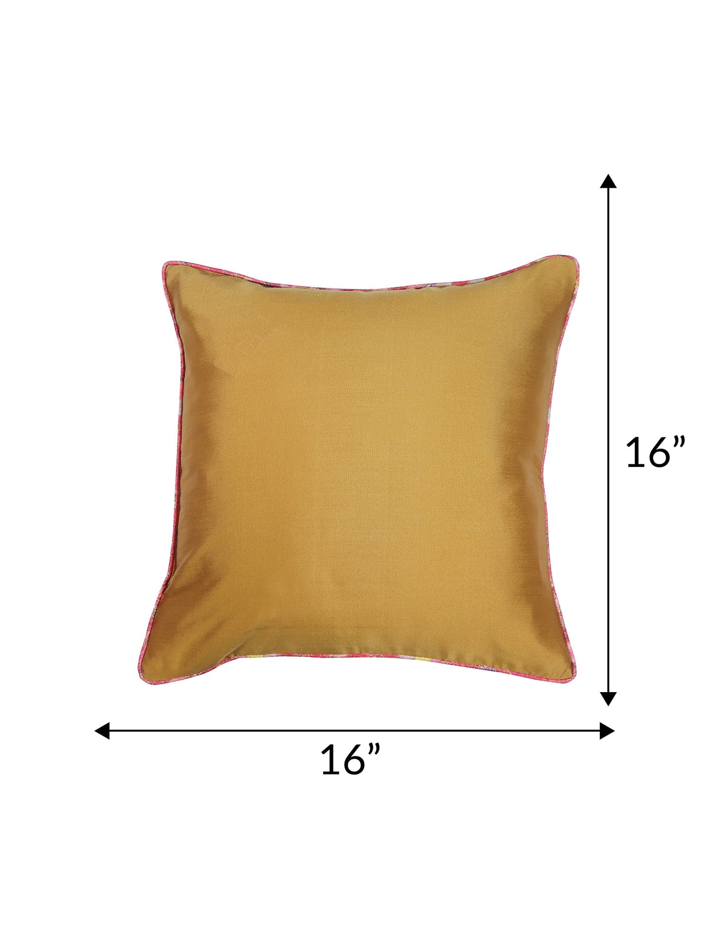 Cushion Cover for Sofa, Bed Varanasi Silk Motif with Cord Piping Pink Gold - 16x16in(40x40cm) (Pack of 5)
