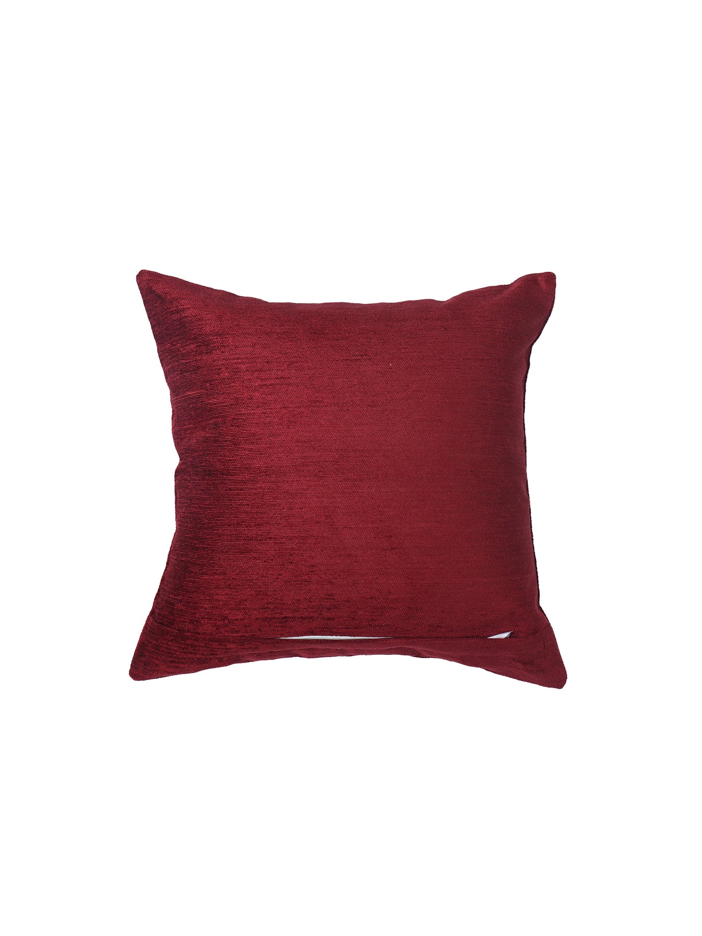 ZEBA World Square Cushion Cover for Sofa, Bed | Motif Embroidery - Chenille | Maroon - 16x16in(40x40cm) (Pack of 1)