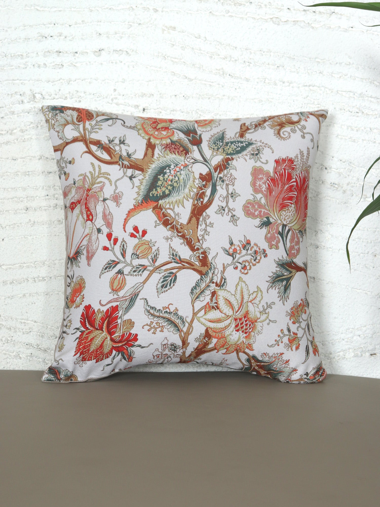 Cushion Cover with Nature Birds on Tree Print - Polycanvas | Multicolor - 16x16in(40x40cm) (Pack of 1)