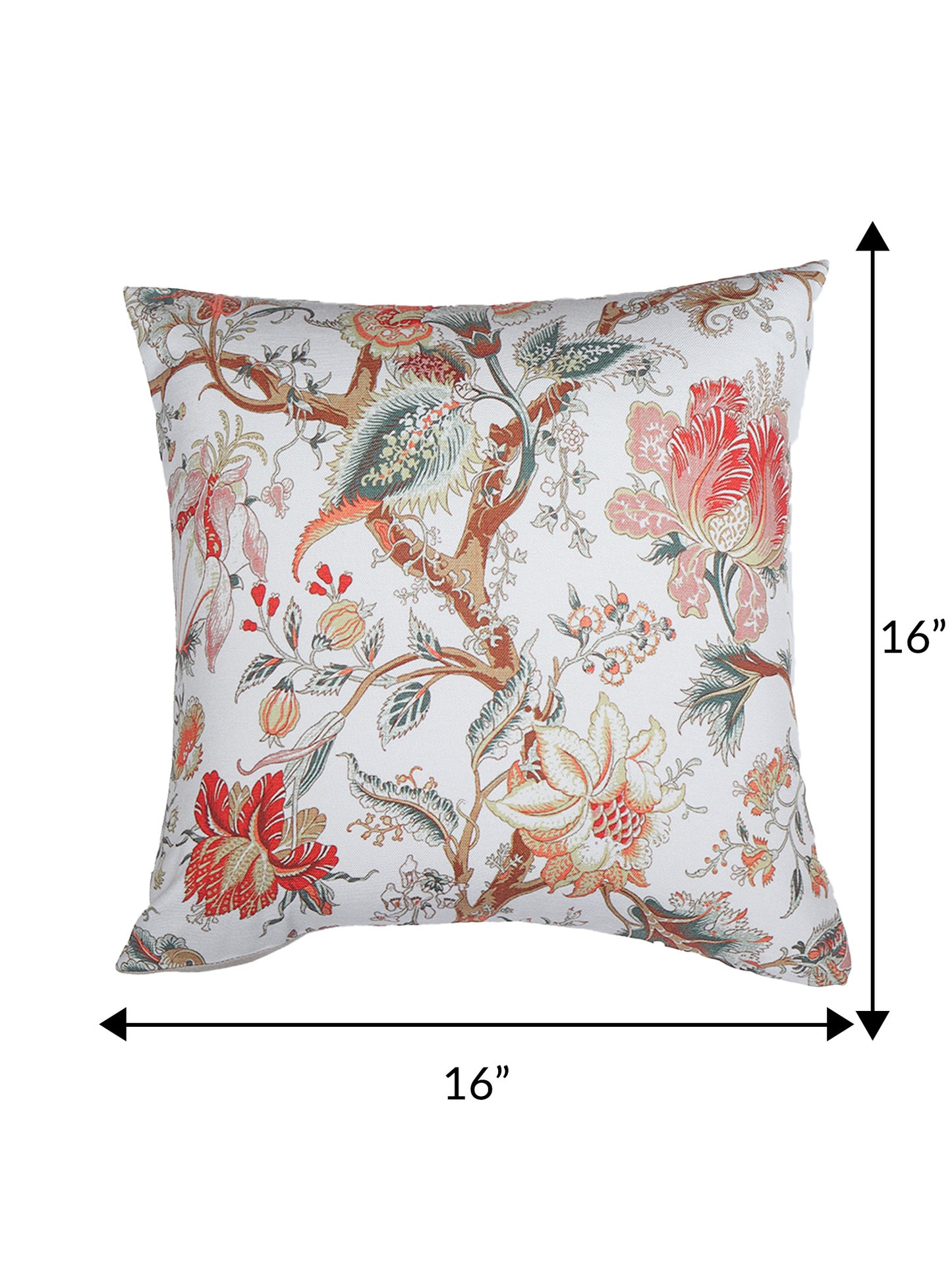 Cushion Cover with Nature Birds on Tree Print - Polycanvas | Multicolor - 16x16in(40x40cm) (Pack of 1)