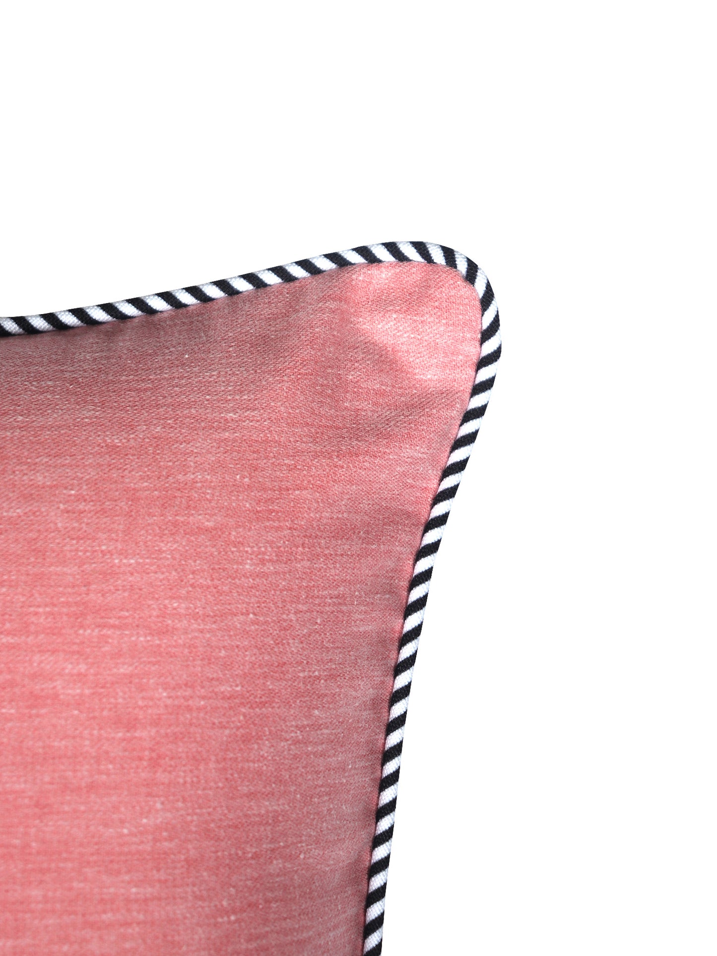 ZEBA World Square Cushion Cover for Sofa, Bed | Black White Cord Piping - Cotton Blend | Pink - 16x16in(40x40cm) (Pack of 1)