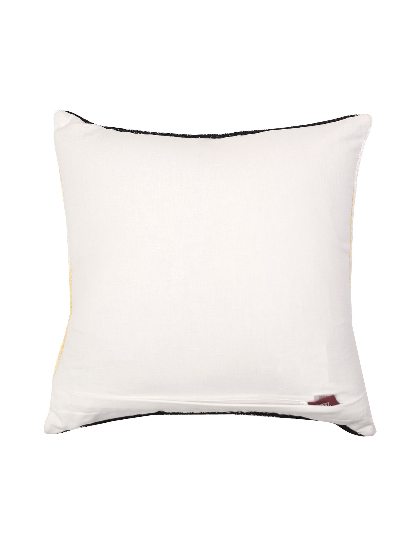 Cushion Cover Cotton Blend Aari Work in Geometric Multi - 16inches X 16inches