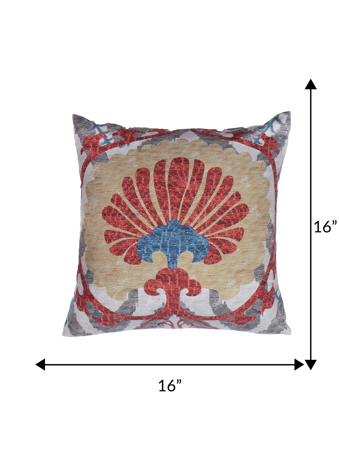 Cushion Cover with Floral Printed - Cotton Blend | Mushroom Brown - 16x16in(40x40cm) (Pack of 1)