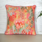 Cushion Cover with Modern Ikat Print with Hand Embroidery and Cord Piping - Polycanvas | Orange - 16x16in