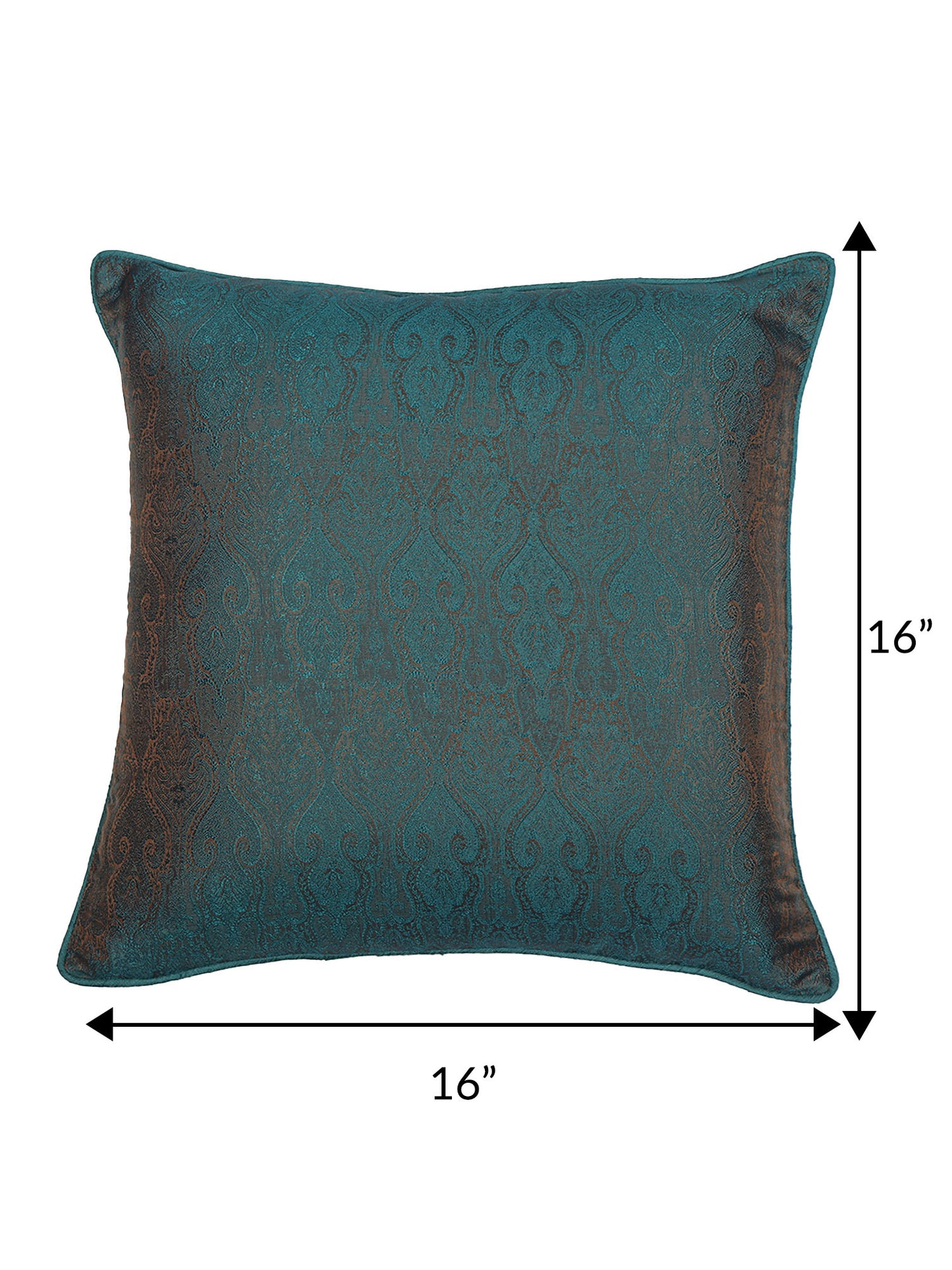 ZEBA World Square Cushion Cover for Sofa, Bed | Banarasi Brocade Silk - Floral Weave | OffWhite/Green - 16x16in(40x40cm) (Pack of 2)