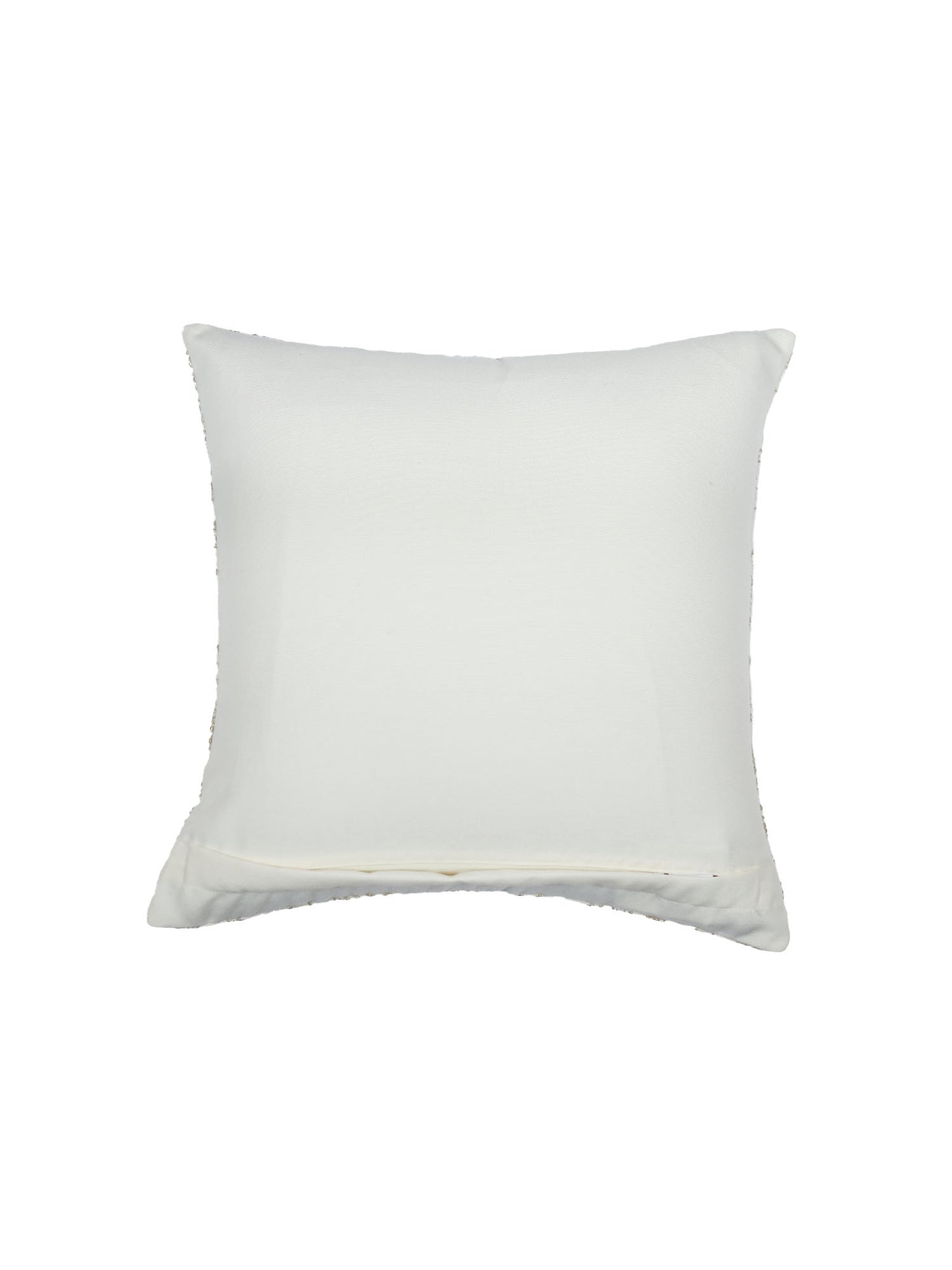 ZEBA World Square Cushion Cover for Sofa, Bed | Banarasi Brocade Silk - Floral Weave | Off White - 16x16in(40x40cm) (Pack of 1)