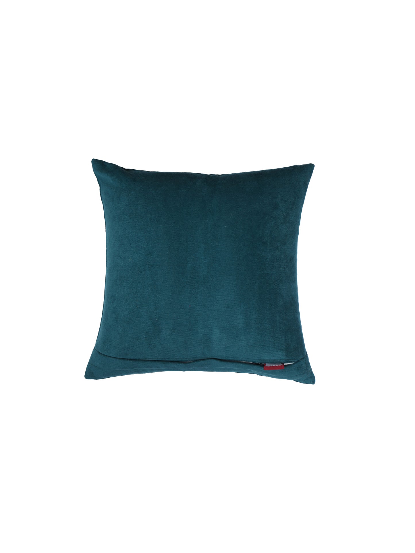 Hand Embroidered Cushion Cover - Luxe Collection | Sofa, Bedroom, Couch | Polycanvas Motif Embroidery - Teal Blue - 16x16 inch (40x40 cms) (Pack of 1)