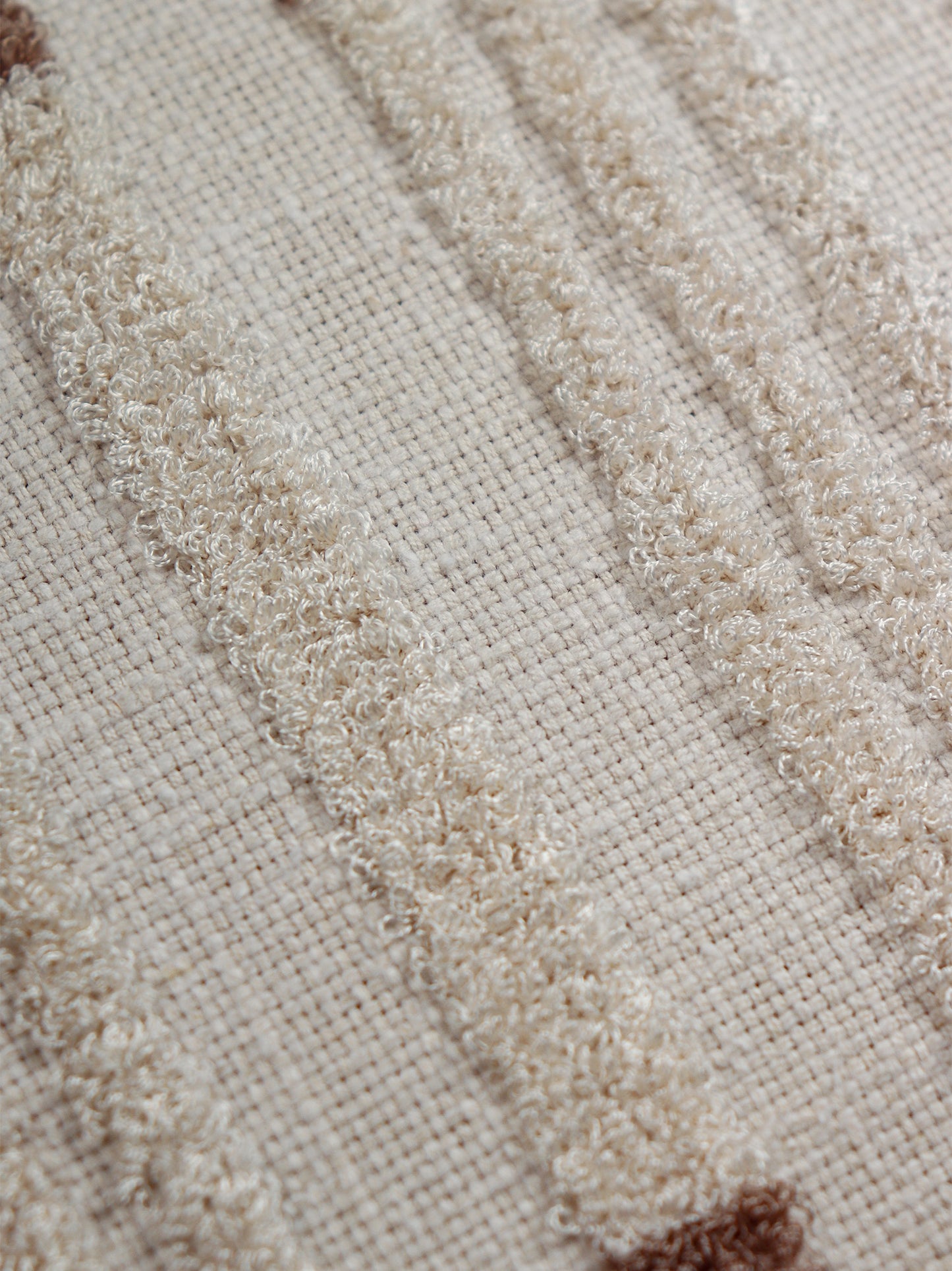 Hand Embroidered Luxe Collection Cushion Cover | Towel Embroidery Parallel Lines Off White - 16x16 Inches