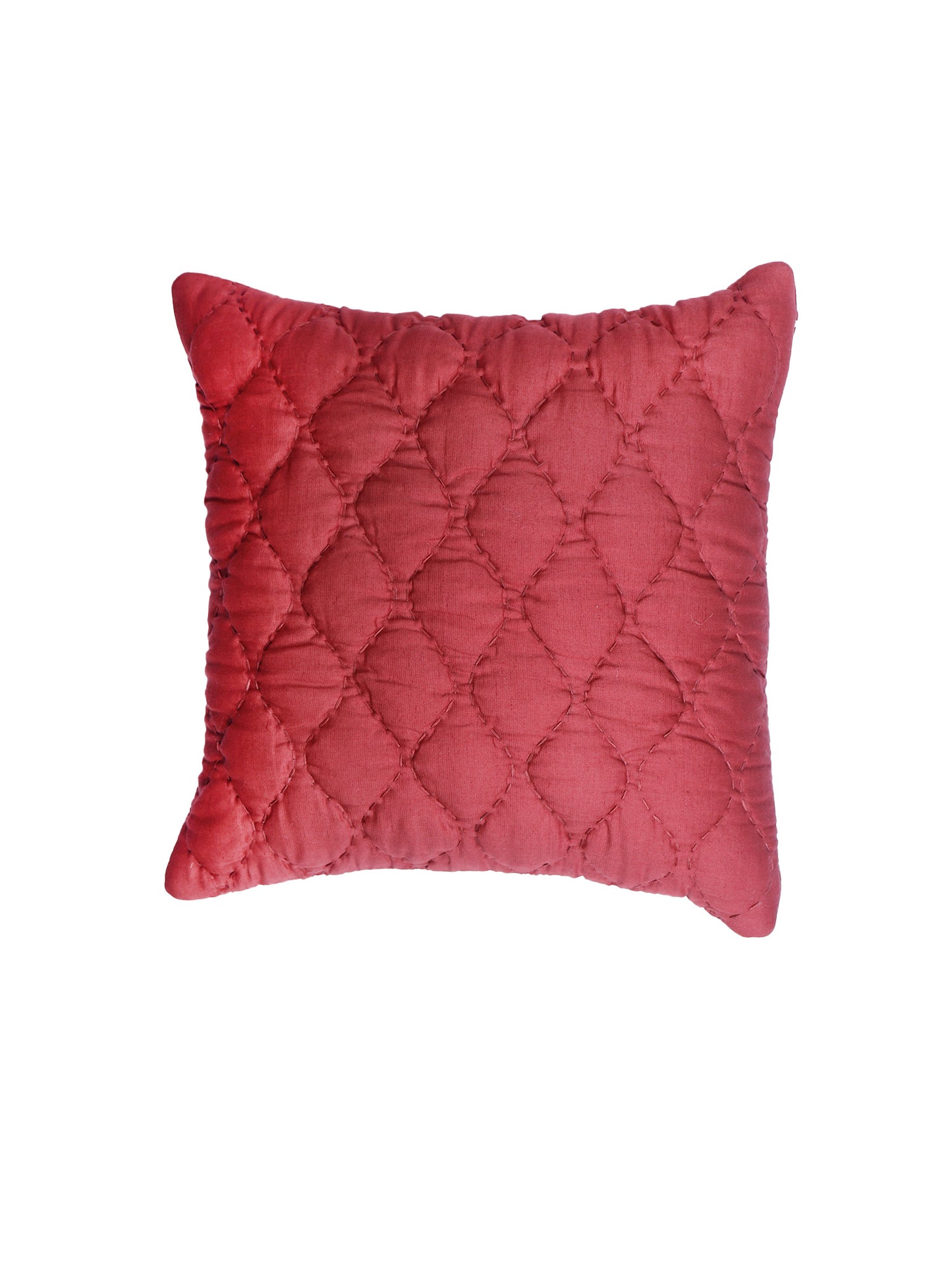 Hand Embroidered Luxe Collection Cushion Cover | Block Printing Coral - 16x16 Inches