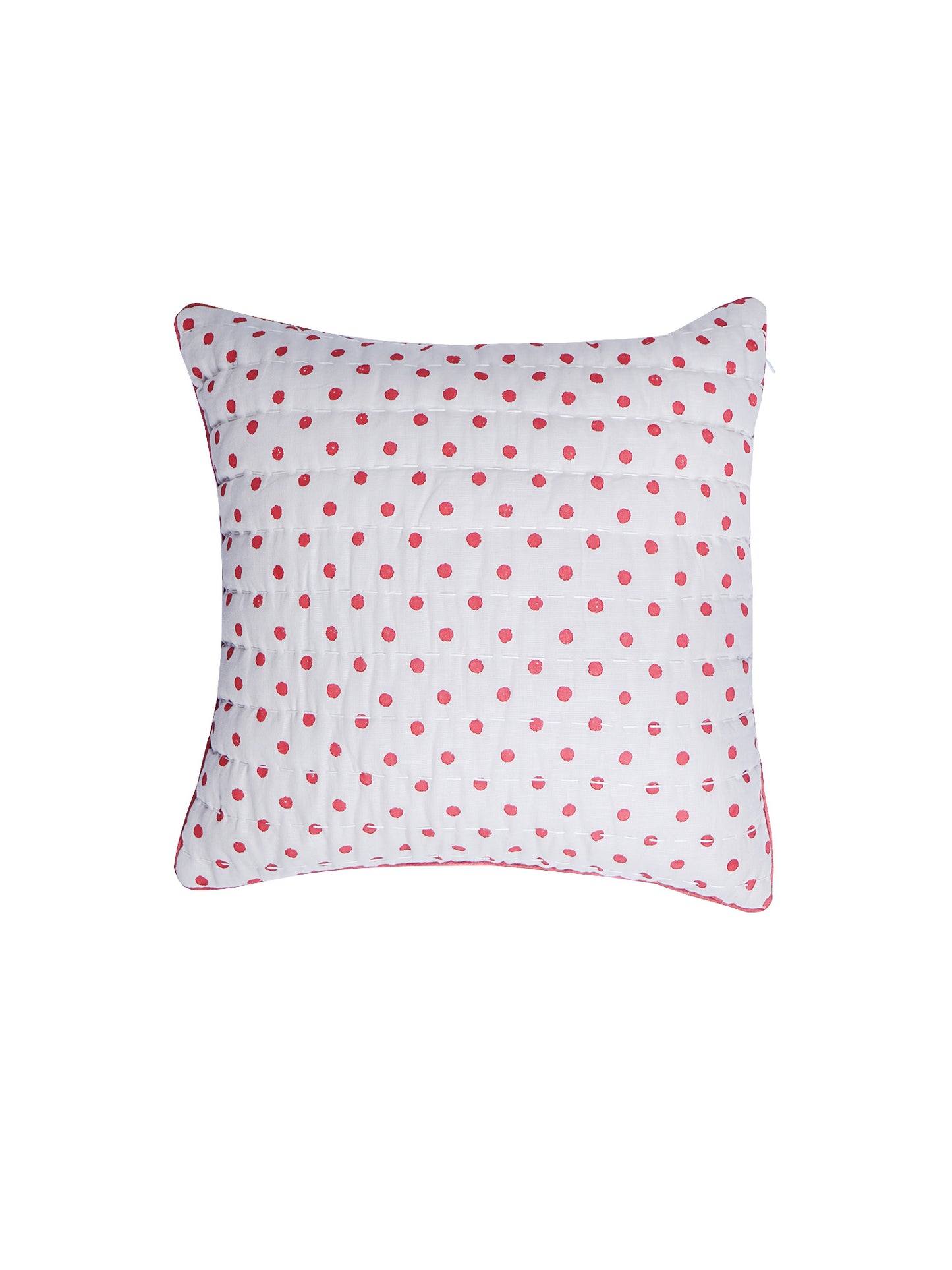 Hand Embroidered Luxe Collection Cushion Cover | Block Printed, and Cord Piping Off White - 16x16 Inches
