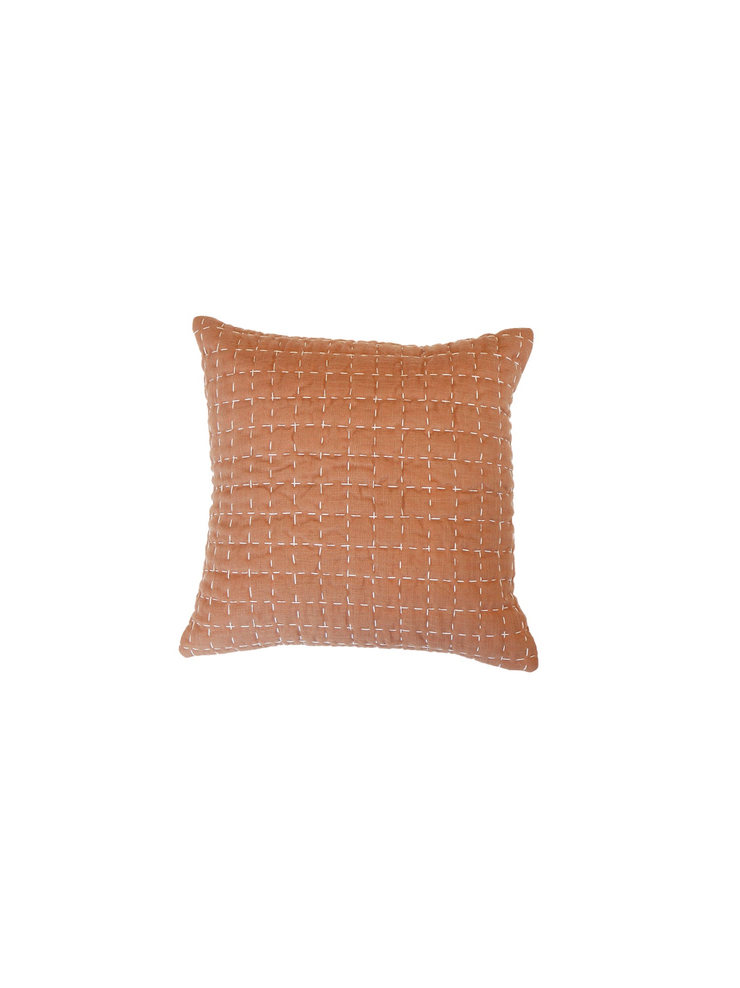 Block Printed Cushion Cover | Quilting - Linen 16 x 16 inches