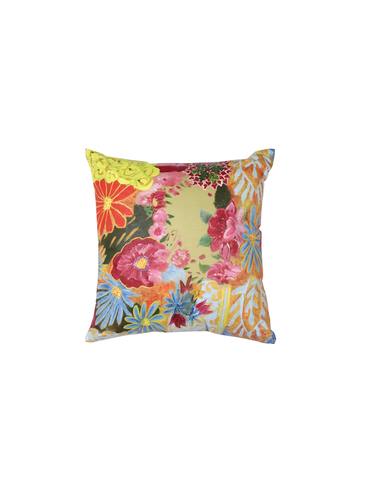 Linen Green Cushion Cover – 16x16 hand painted inch Set of 1