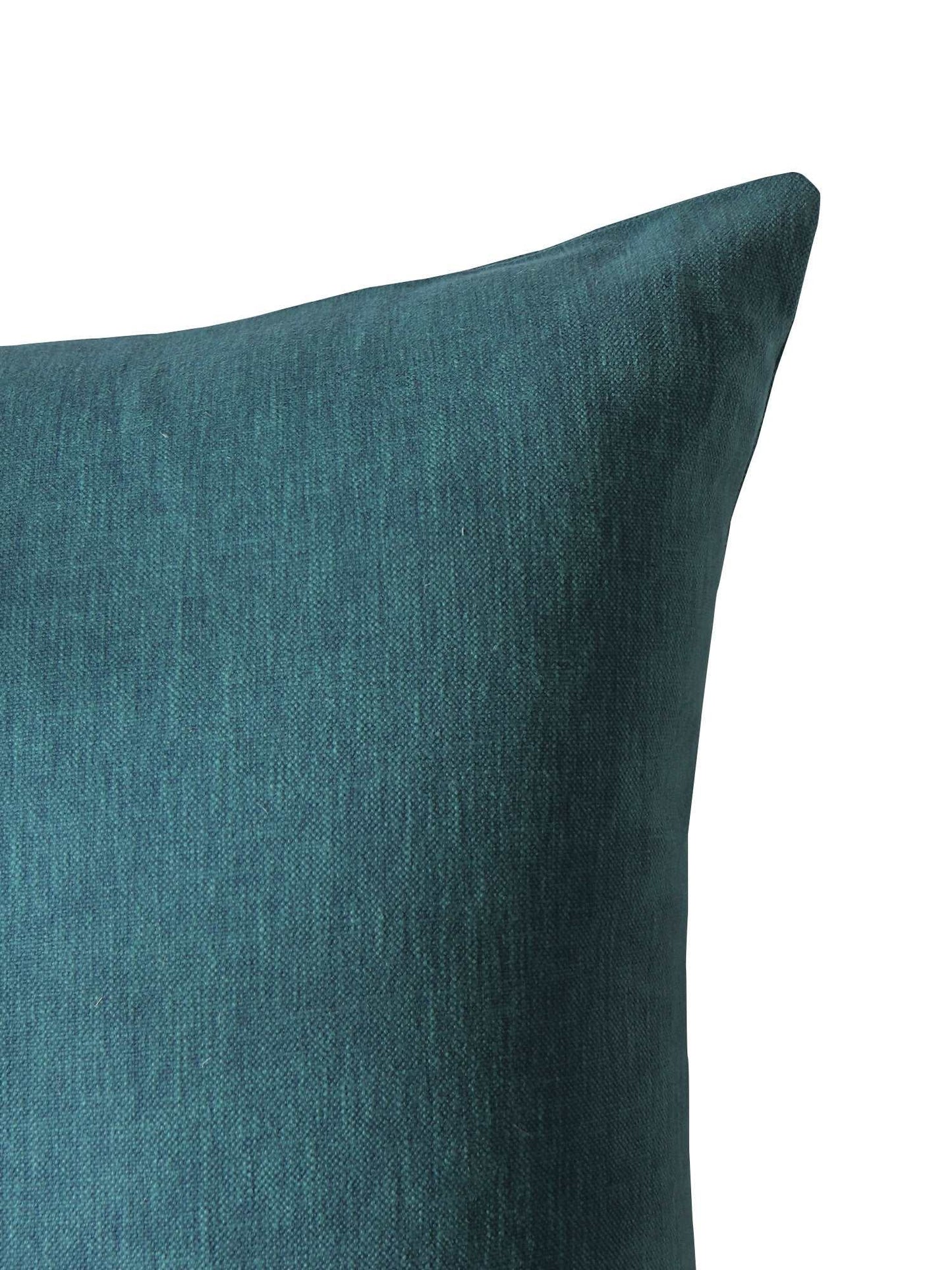 Cushion Cover (Euroshams) for Sofa, Bed Cotton Blend | Self Textured | Teal - 24x24in(61x61cm) (Pack of 1)