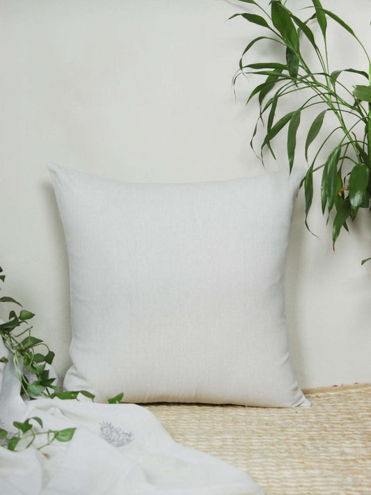Cushion Cover (Euroshams) for Sofa, Bed Cotton Blend | Self Textured | Off White - 24x24in(61x61cm) (Pack of 1)