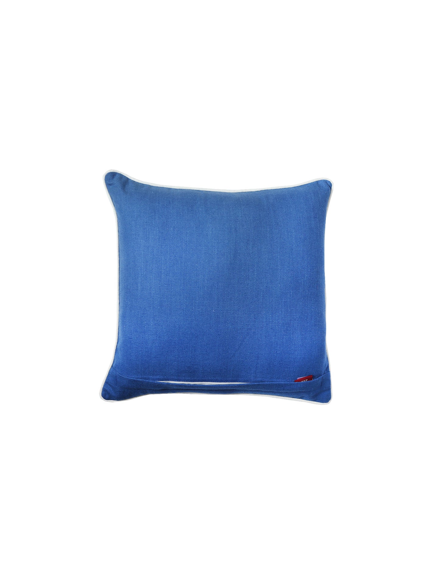 Cushion Cover for Sofa, Bed Cotton Blend |Self Textured with Cord Piping | Blue - 16x16in(40x40cm) (Pack of 1)