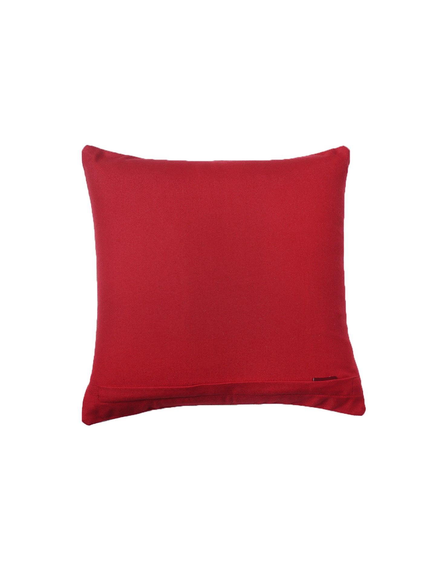 Cushion Cover for Sofa, Bed Cotton Blend with Patch on Border | Red - 16x16in(40x40cm) (Pack of 1)