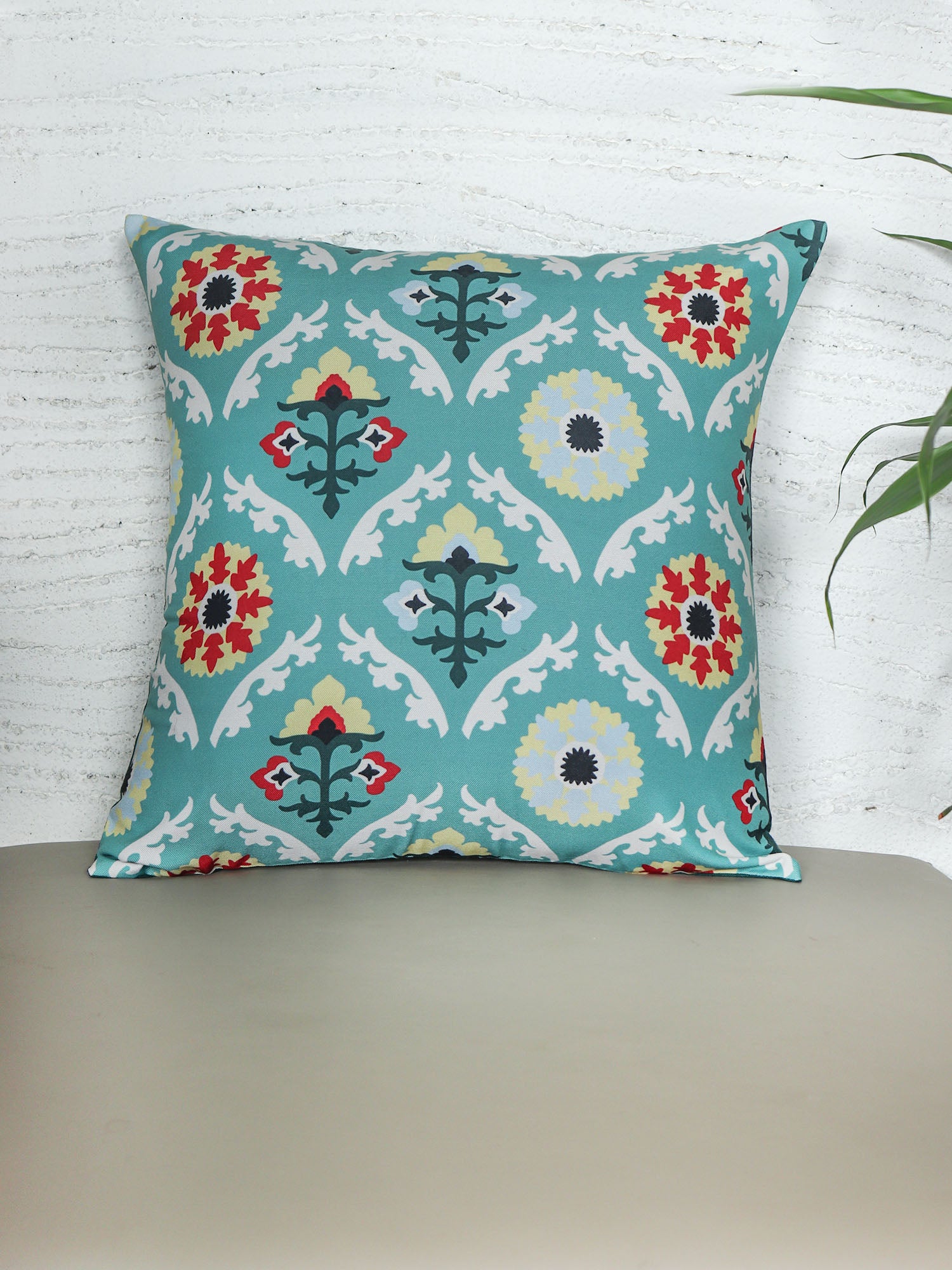ZEBA World Square Cushion Cover for Sofa, Bed | Motif Printed - Polycanvas | Blue - 16x16in(40x40cm) (Pack of 1)