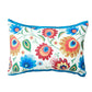 Co-ordinated Cushion Covers Set Of 5 Polycotton and 100% Polyster Floral Printed, Embroidered Blue - 12X18, 16X16