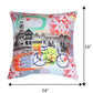 Cushion Cover with Vintage Mumbai Print - Polycanvas | Multicolor - 16x16in