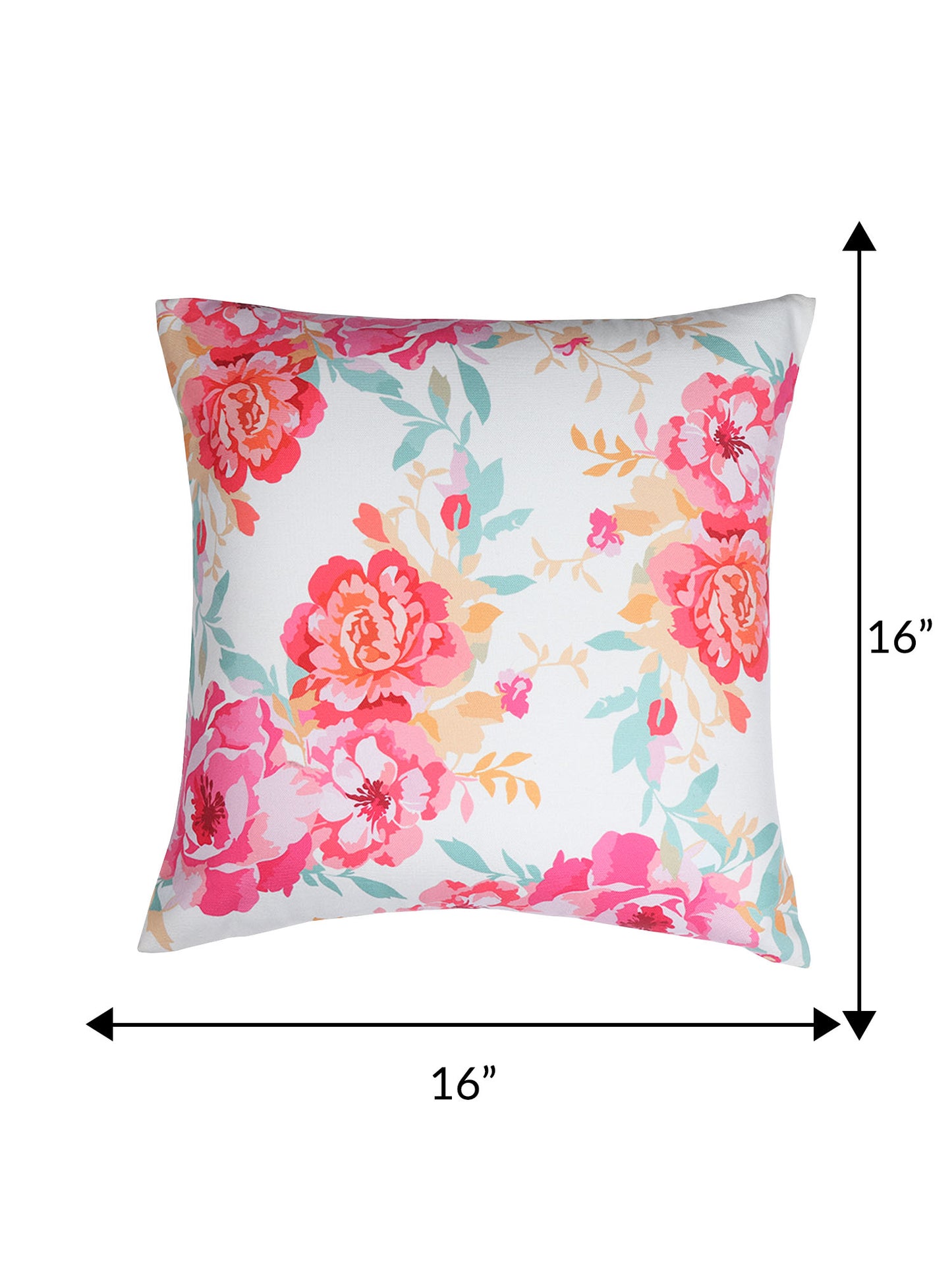 Cushion Cover with  Floral Print - Polycanvas | Multicolor - 16x16in