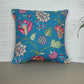 Cushion Cover for Sofa, Bed | Floral Print - Polycanvas | Teal Blue - 16x16in