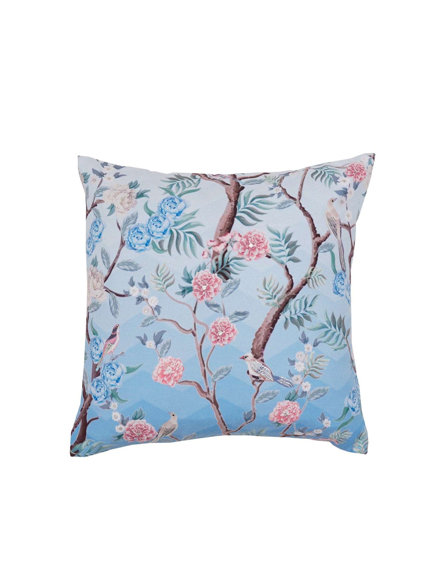 Cushion Cover Poly Canvas Digital Print With Embroidered Multi - 16"X16"