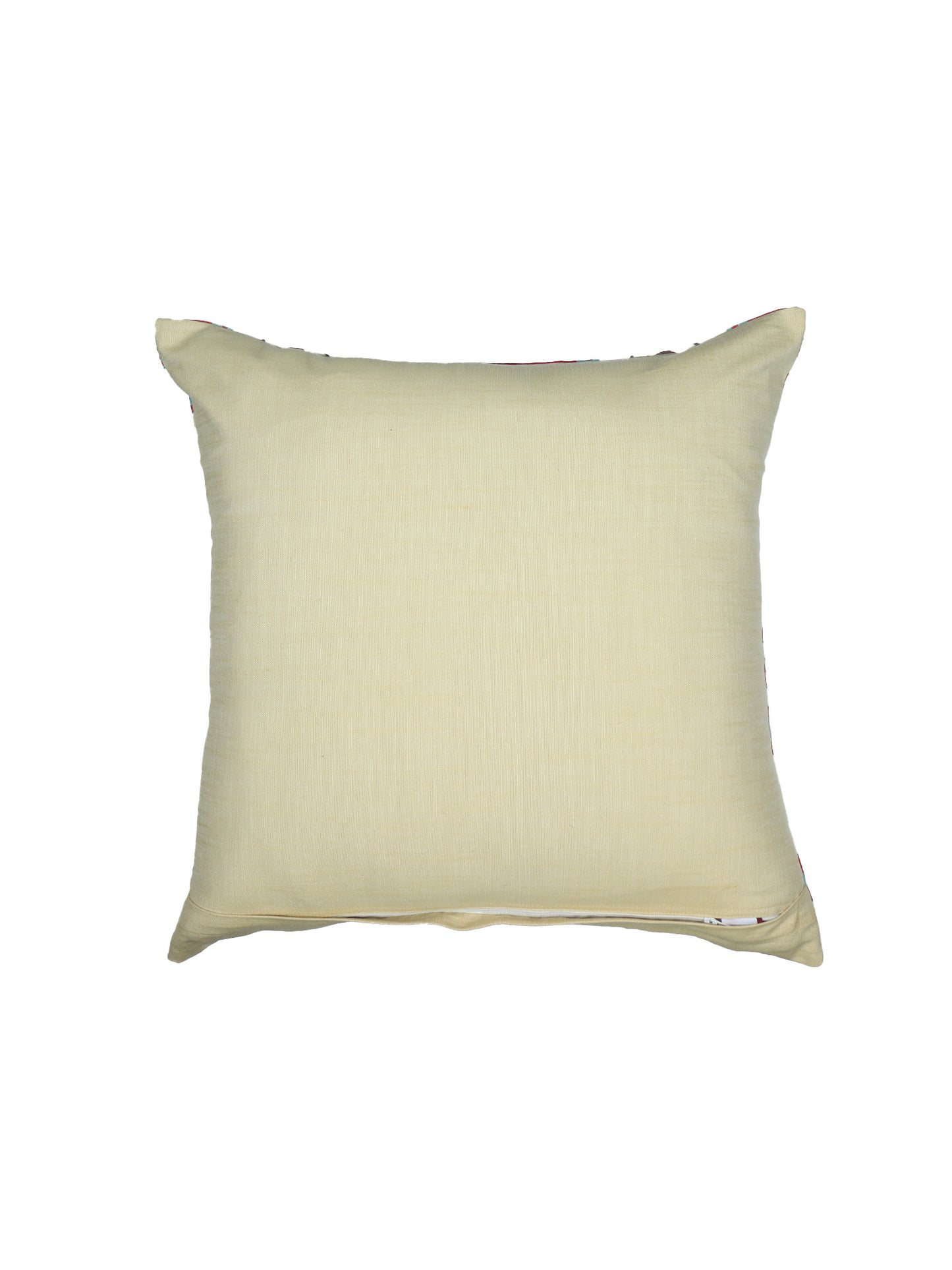 ZEBA World Eurosham Square Cushion Cover for Sofa, Bed | Embroidery Highlights on Motif Print - Polycanvas | Red - 20x20in(50x50cm) (Pack of 1)