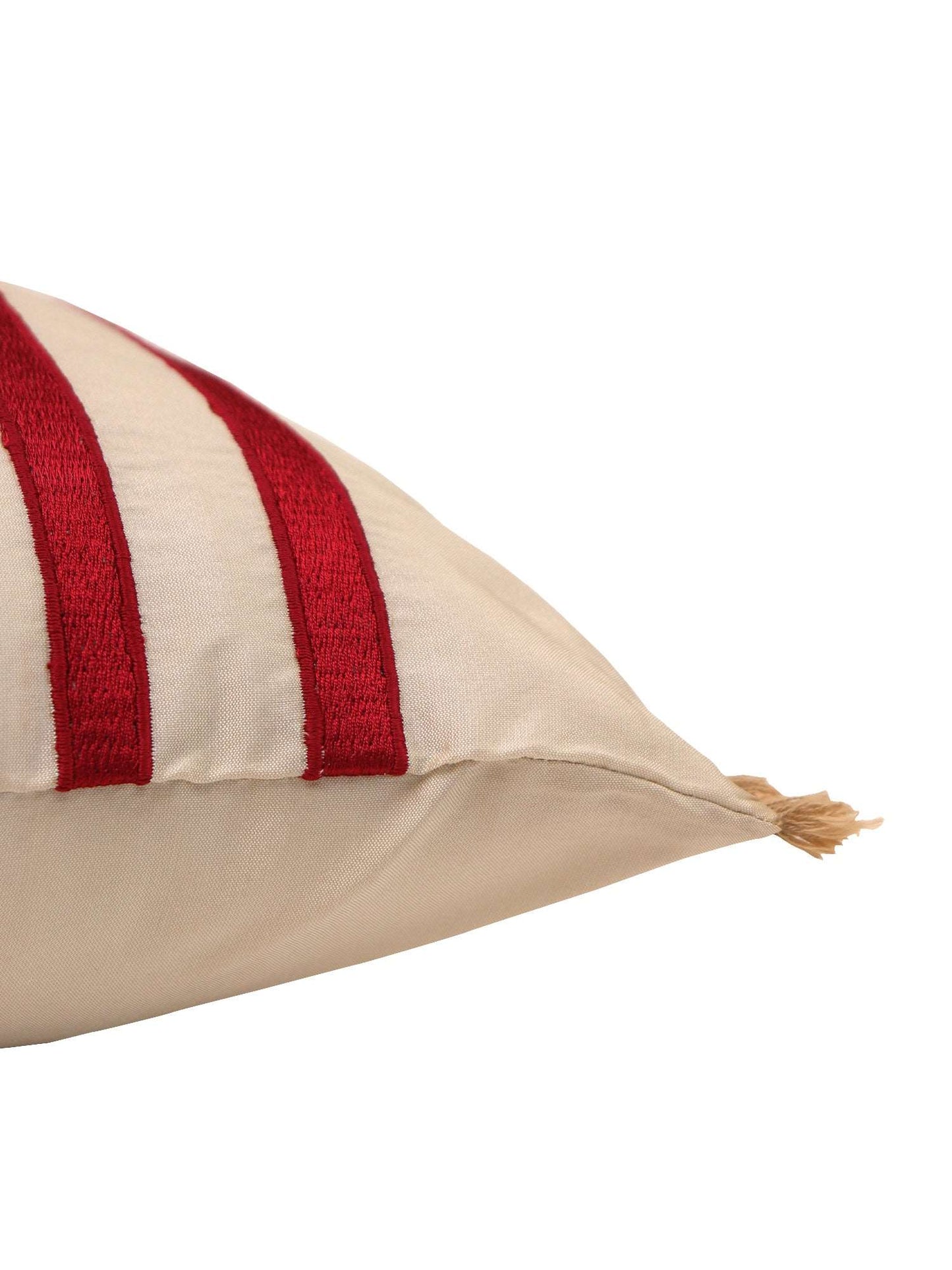 Cushion Cover Polyester Blend Tassles with Embroidery Offwhite - 16" x 16"
