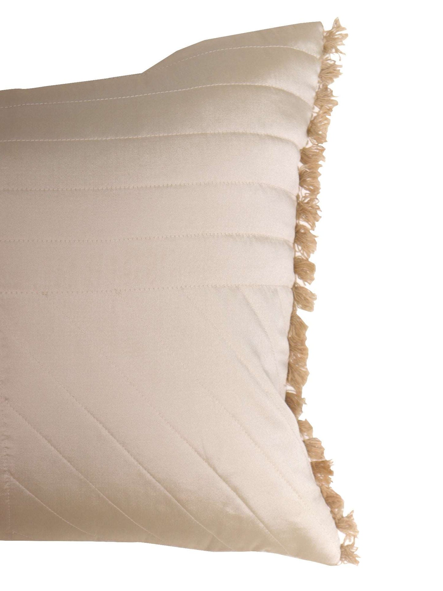 Cushion Cover Polyester Blend Quilted with Tassels Off White - 12"x 22"