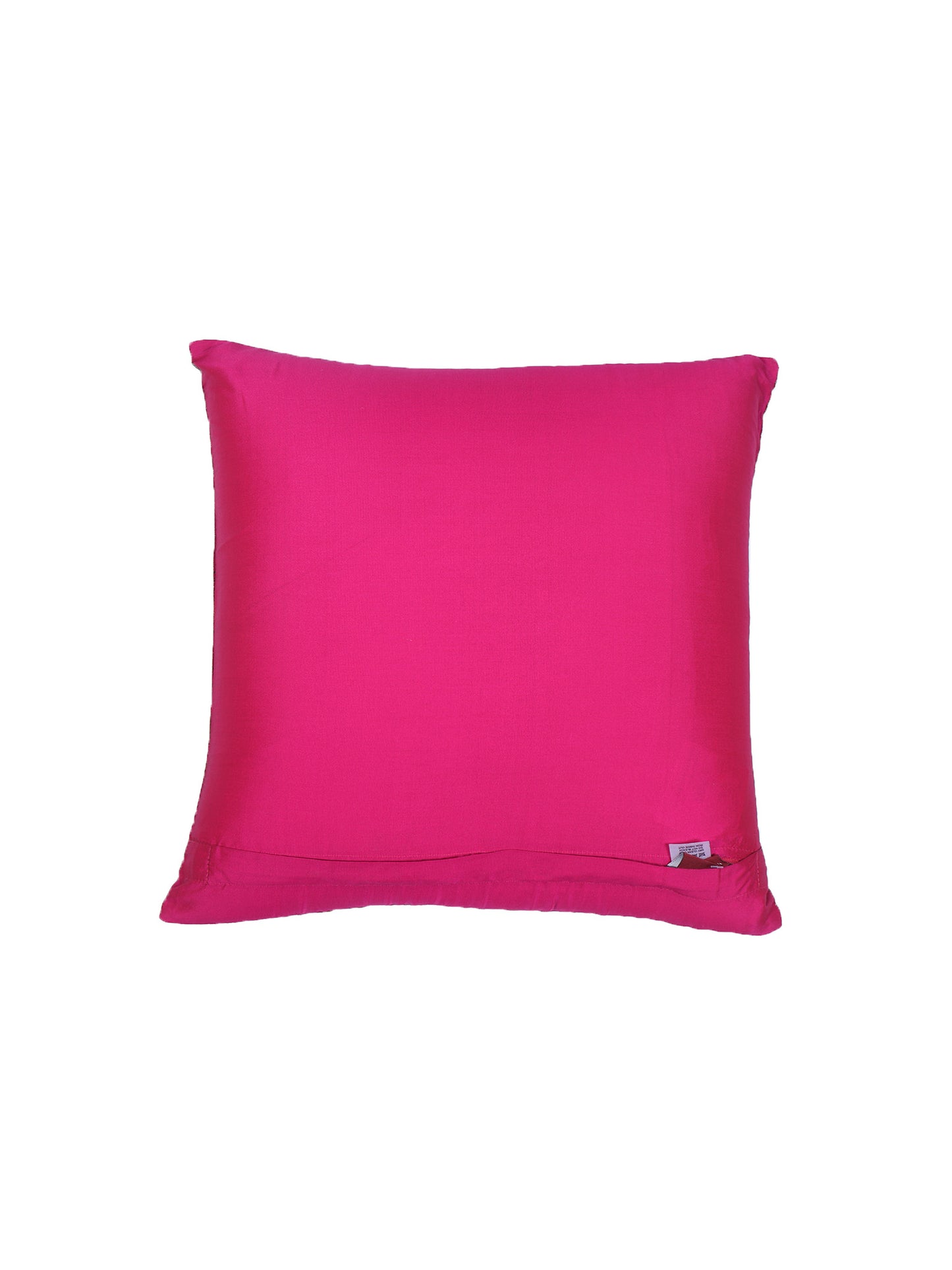 Cushion Cover for Sofa, Bed Varanasi Silk Floral Design | Pink - 16x16in(40x40cm) (Pack of 1)