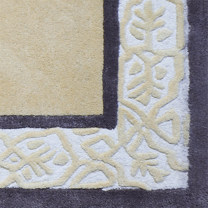 Carpet Hand Tufted 100% Woollen Ornamental Border Gold Brown - 4ft X 6ft