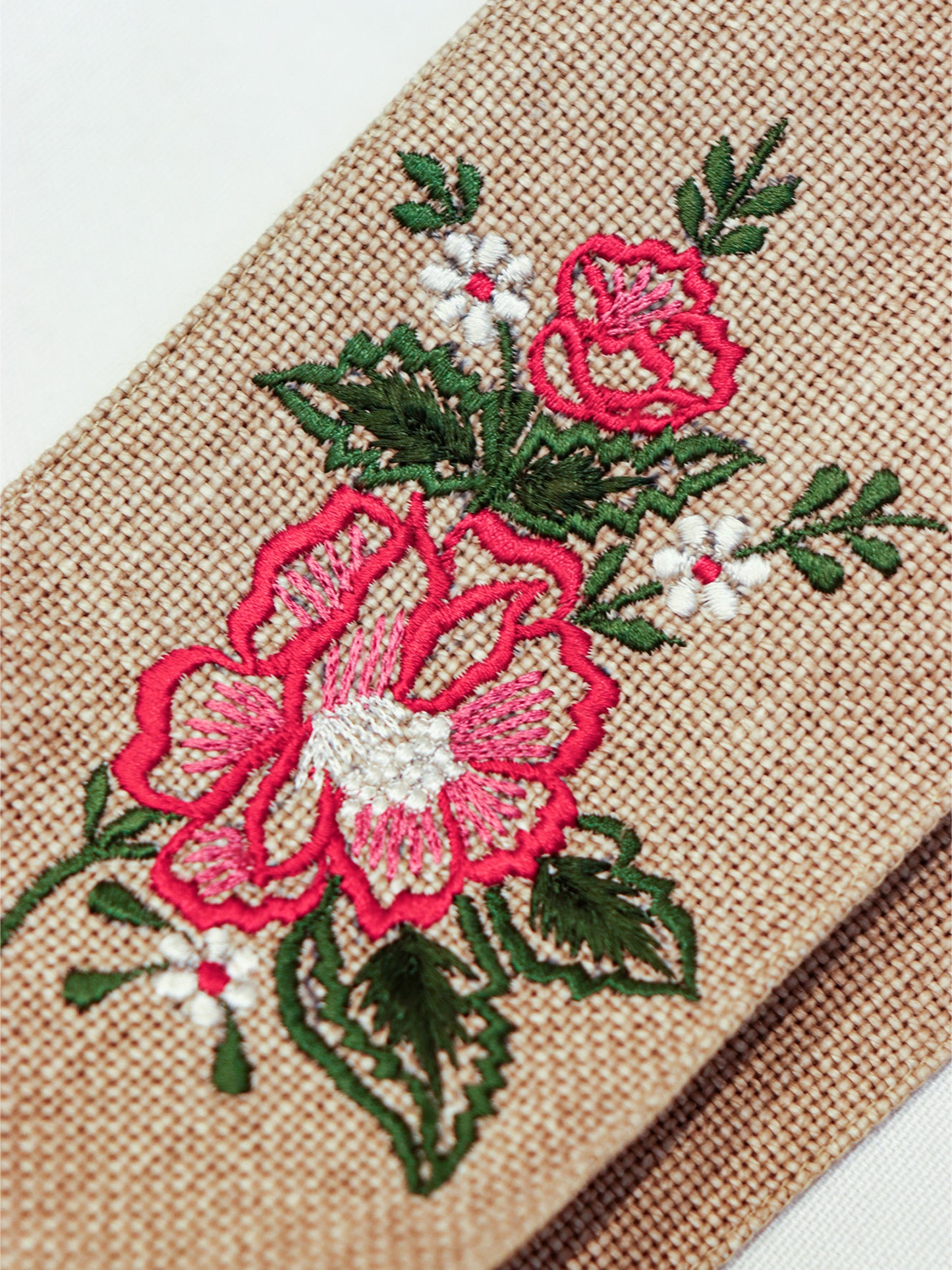 Wine Bottle Gift Bag | Floral Embroidered | Valentine's Day Gift | Brown - 3.5x13 Inch (Set of 2)
