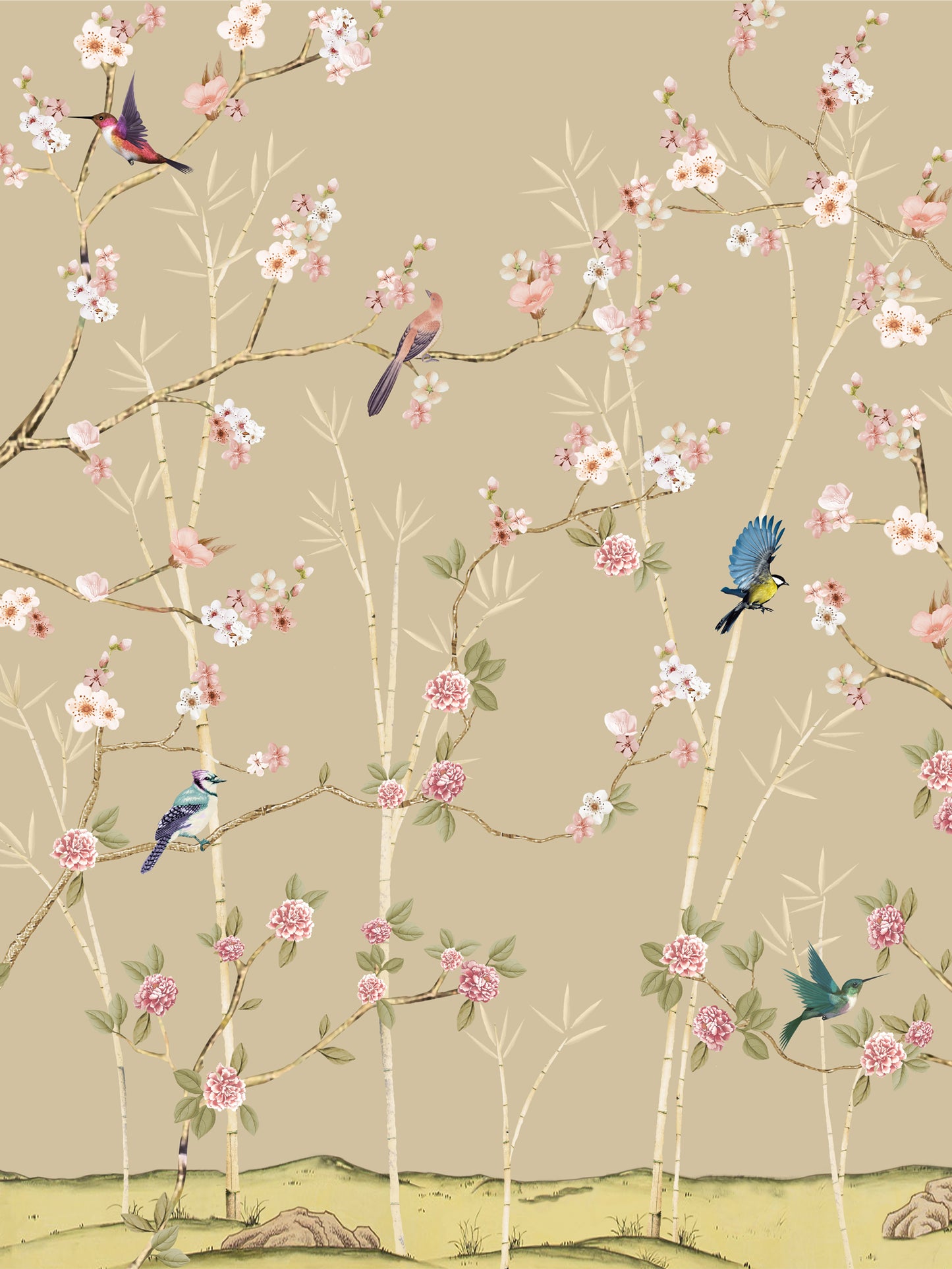 Wallpaper Non Woven/Canvas - Songbird Soiree (1 sqft)