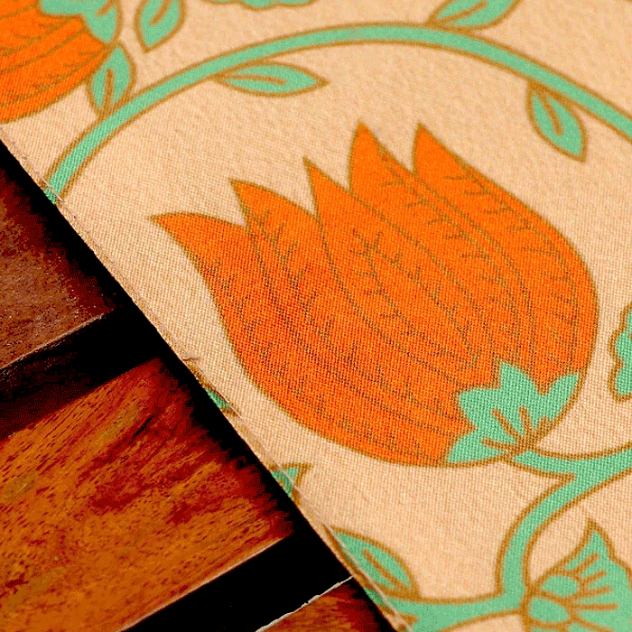 Table Runner 100% Polyester Tulip Kalamkari Printed Rust Green - 12" X 84"
