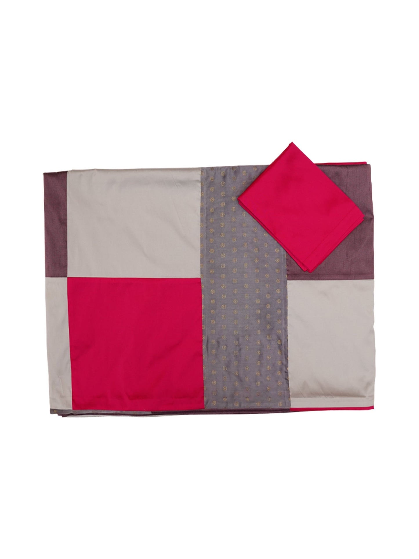 Bed Cover With 2 Pilllow Sham Polyester Blend Patchwork Multi Colour (90" X 108" ; Pillow - 17" X 27")
