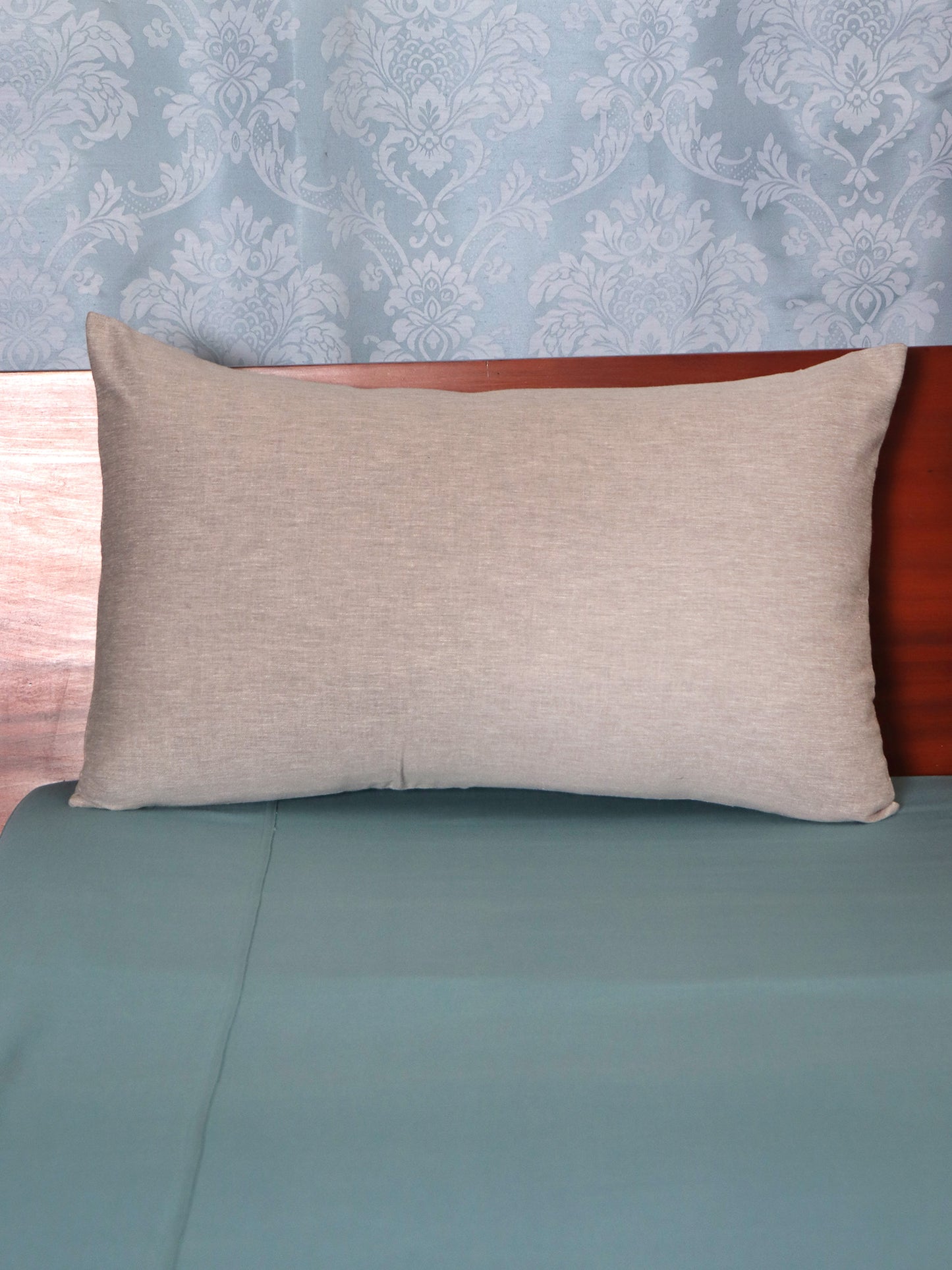 Bed Cover Textured Cotton Blend Teal Blue - 90" X 108", 17" X 27"