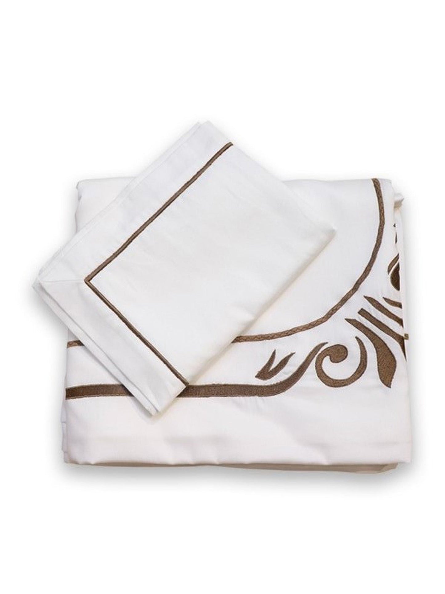 Bed Sheet with 2 Pillow Covers Cotton Embroidered White (90" X 108" ; Pillow - 17" X 27")