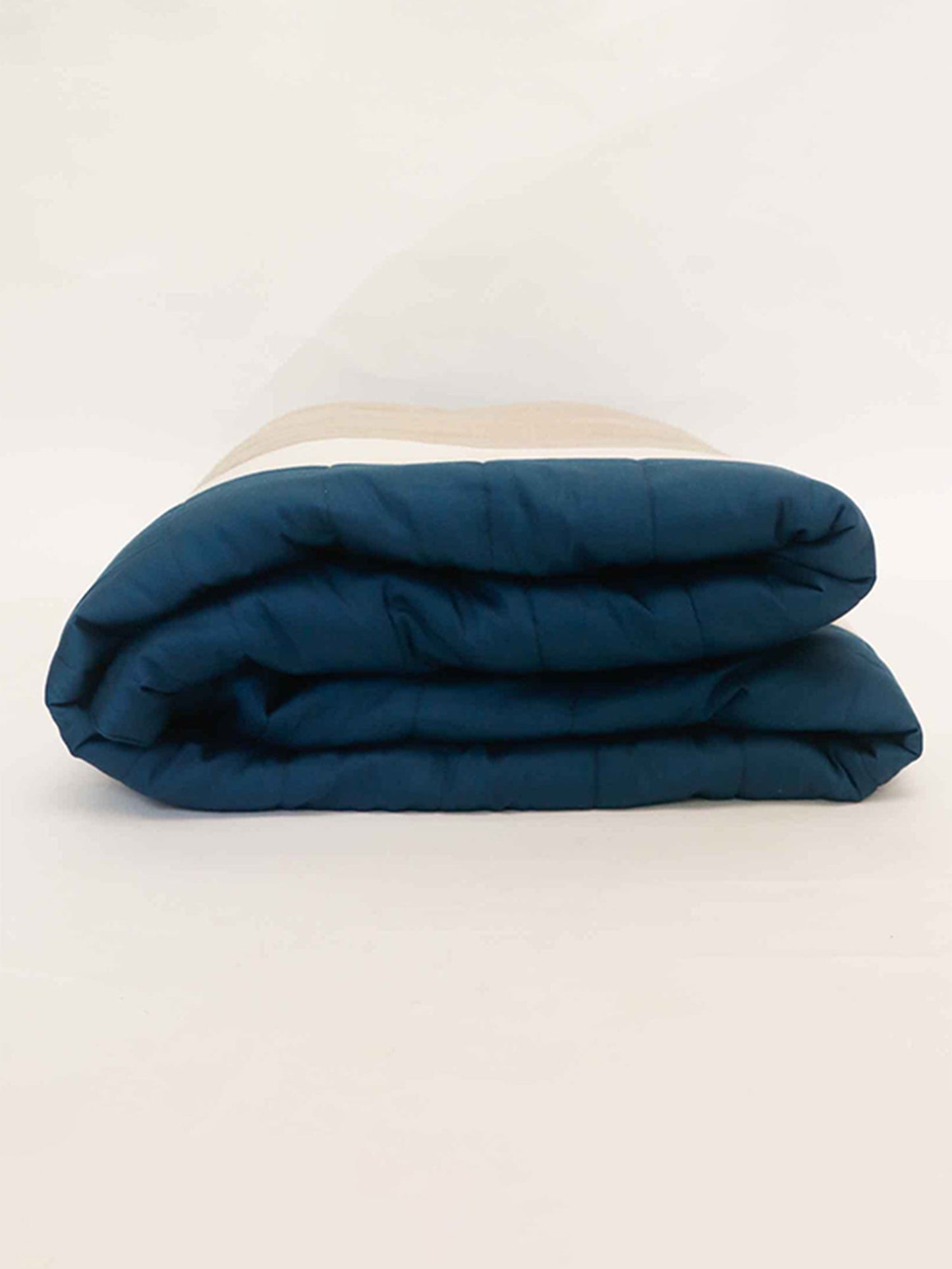 Quilt with 2 Pillow Shams Cotton and Polyester Patchwork Off-White, Blue and Beige - (90" X 108" ; Pillow - 17" X 27")