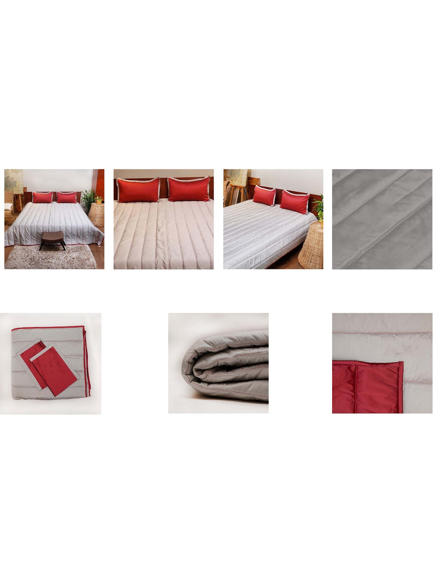 Quilt with 2 Pillow Shams Decorative Polyester Reversible Grey - (90" X 108" ; Pillow - 17" X 27")