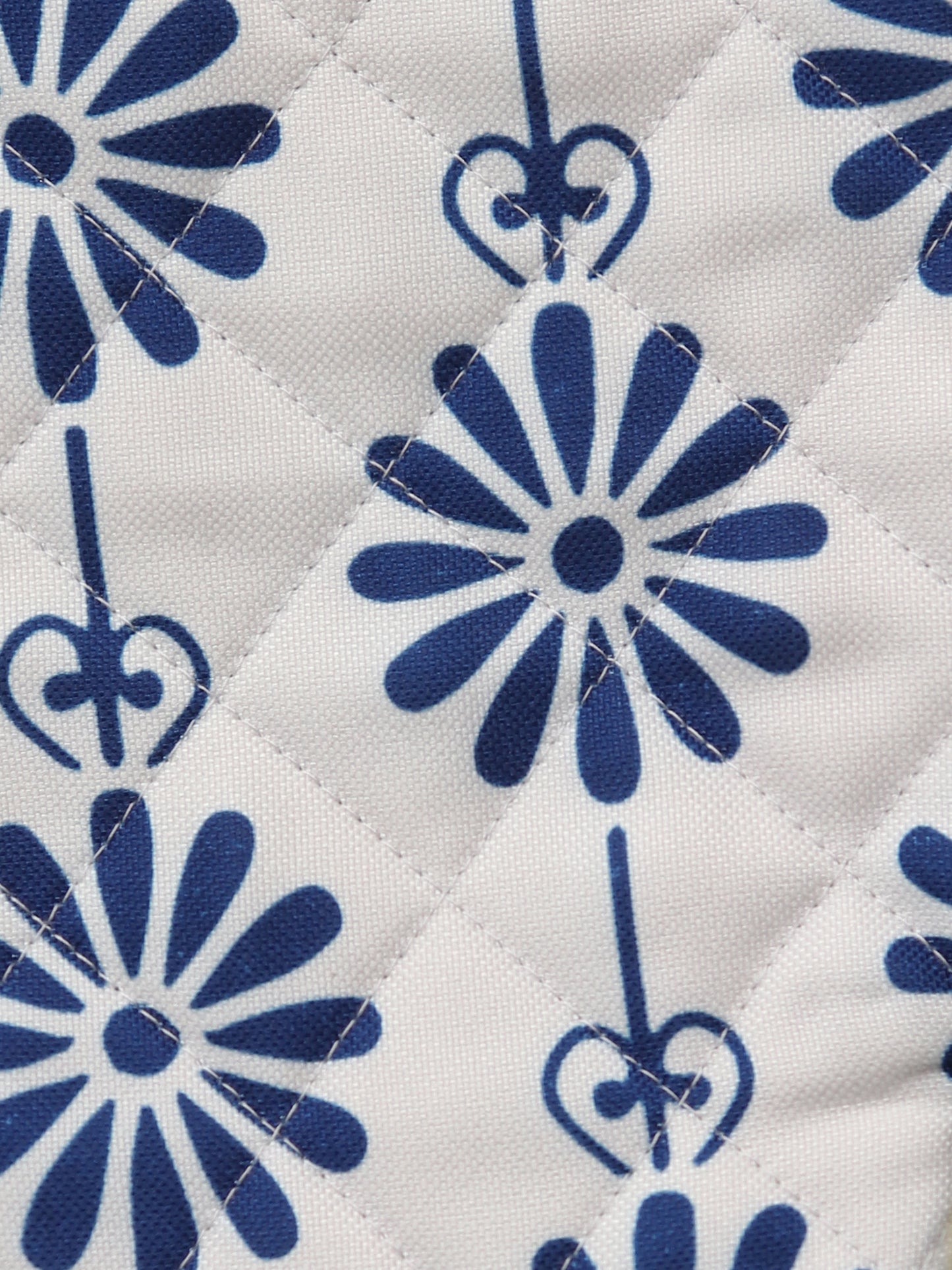 Oven Mitten (Set of 2) Padded - Heat Resistant - Cotton Blend Floral Blue - 5.5in X 10.5in