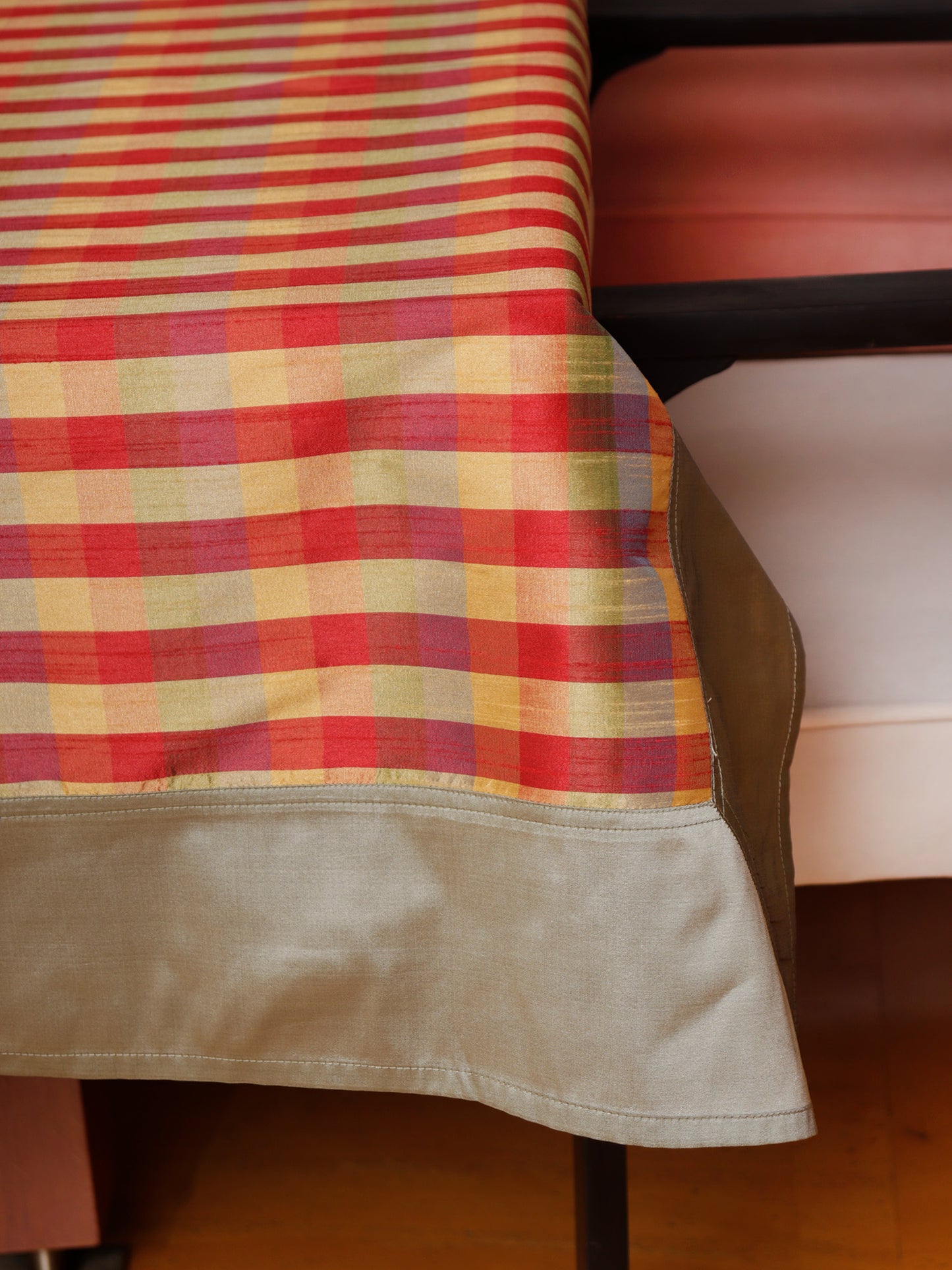 Table Cover Polyester Blend Checkered with Border Multi - 52" x 84"