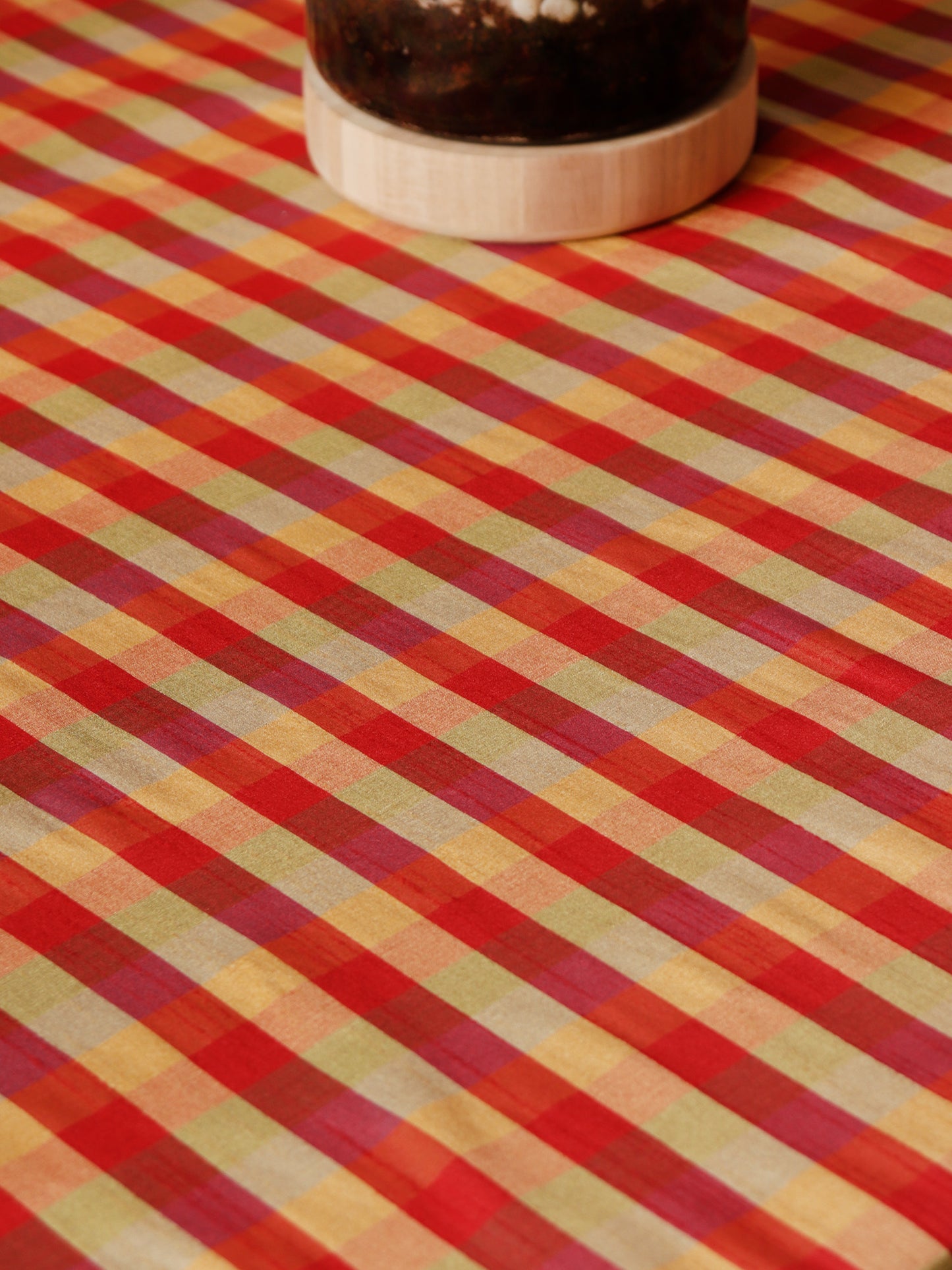 Table Cover Polyester Blend Checkered with Border Multi - 52" x 84"