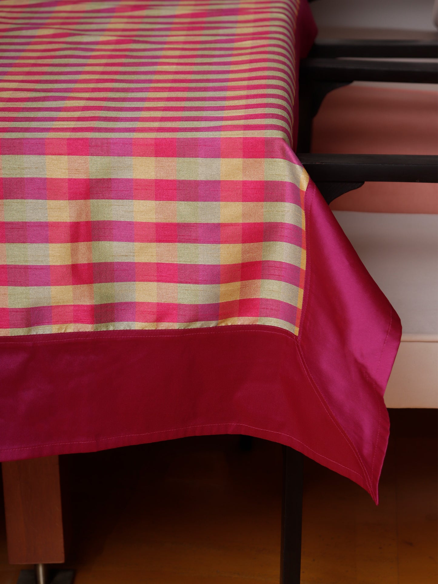 Table Cover Polyester Blend Checkered with Border Multi - 52" x 84"