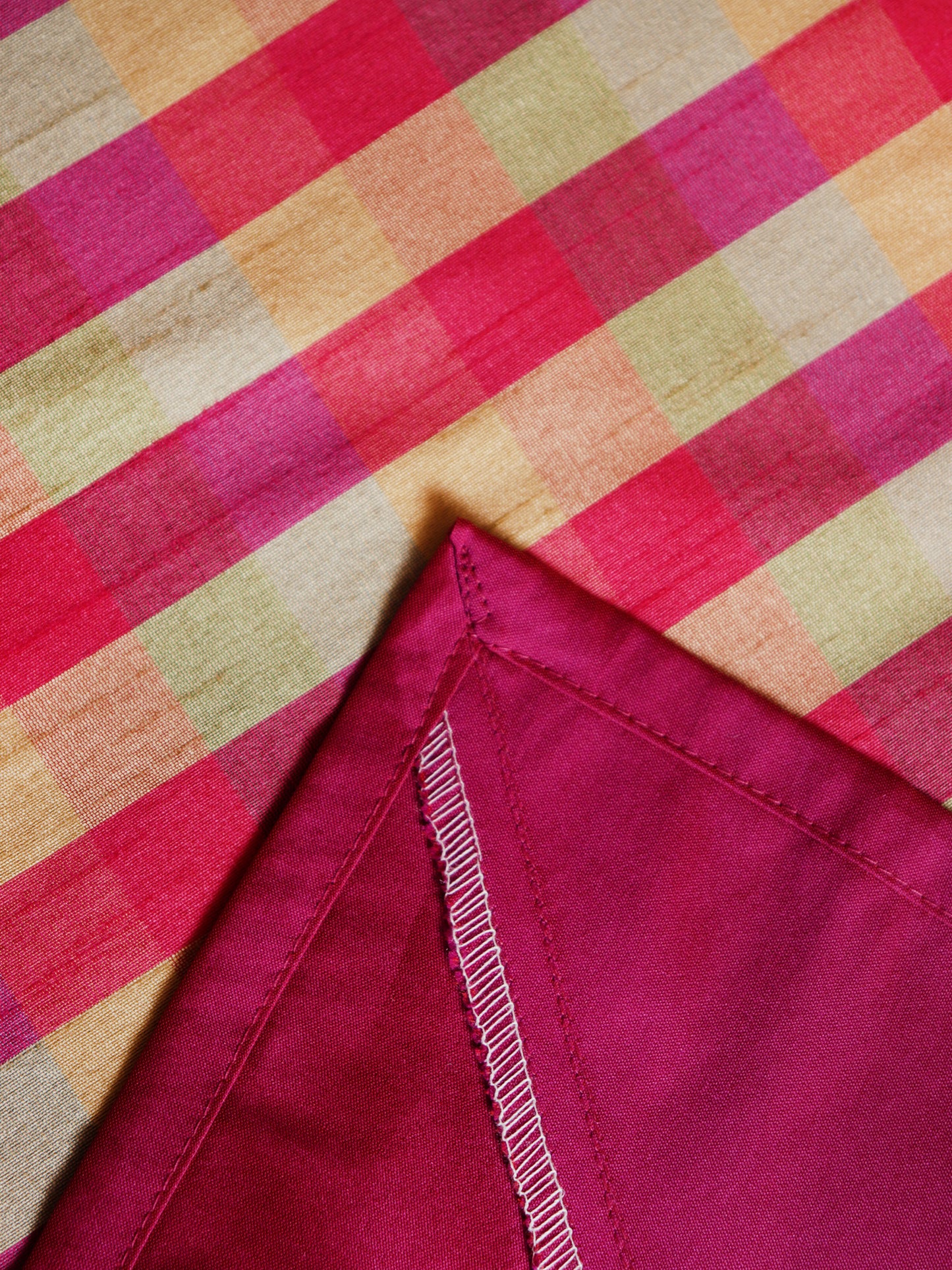 Table Cover Polyester Blend Checkered with Border Multi - 52" x 84"