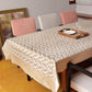 Gold colored benarasi brocade silk table cover with panel border for 6 seater table 52x84 inches