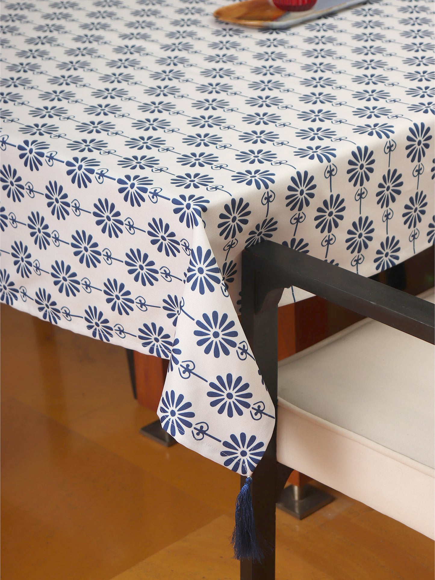 Table Cover Cotton Blend Floral Print Blue - 52in x 84in