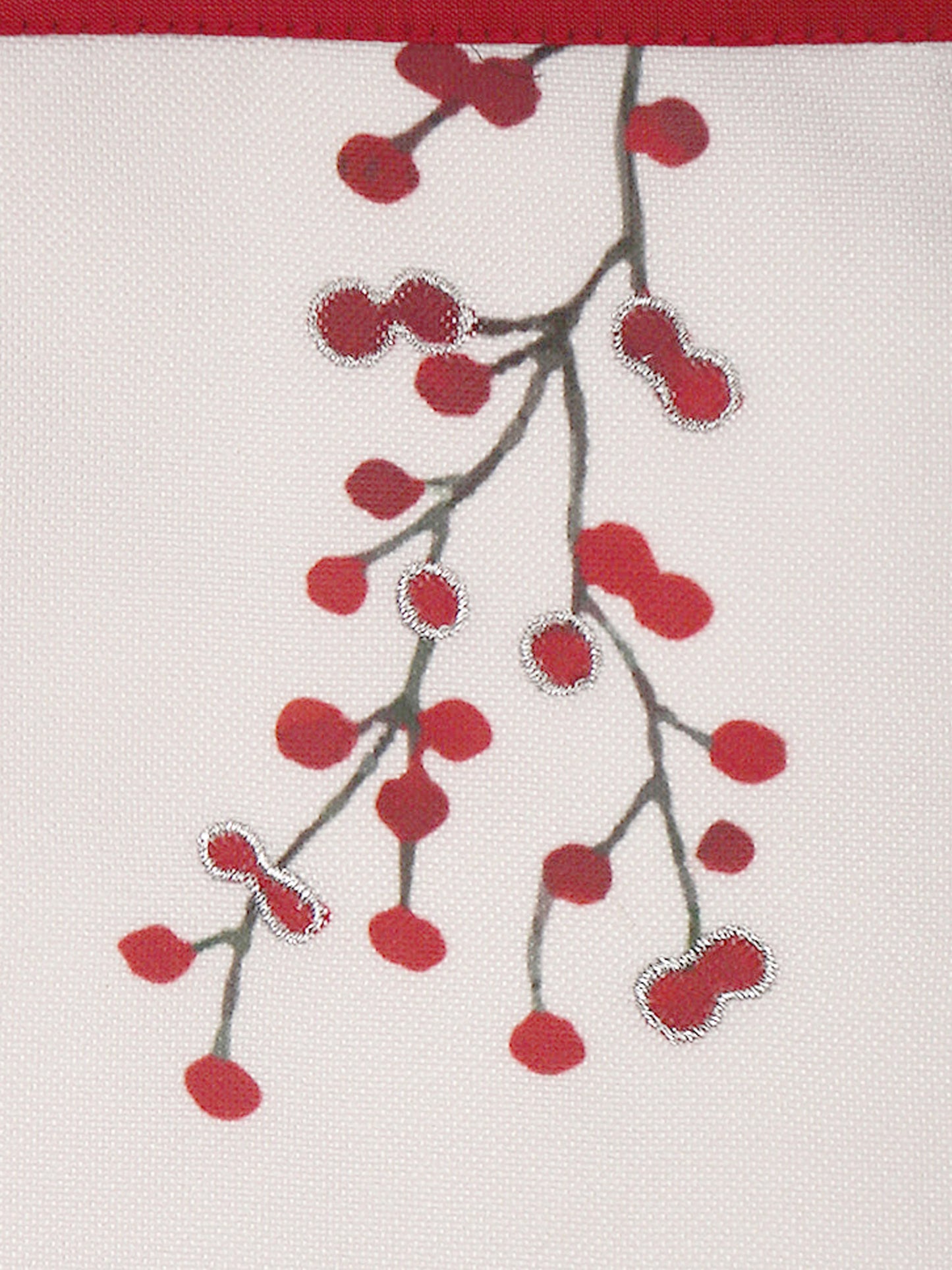 Embroidered Mats Napkins (Set of 6 each) Floral Cotton Polyester Floral Light Grey and Red - 13x18in, 16x16in