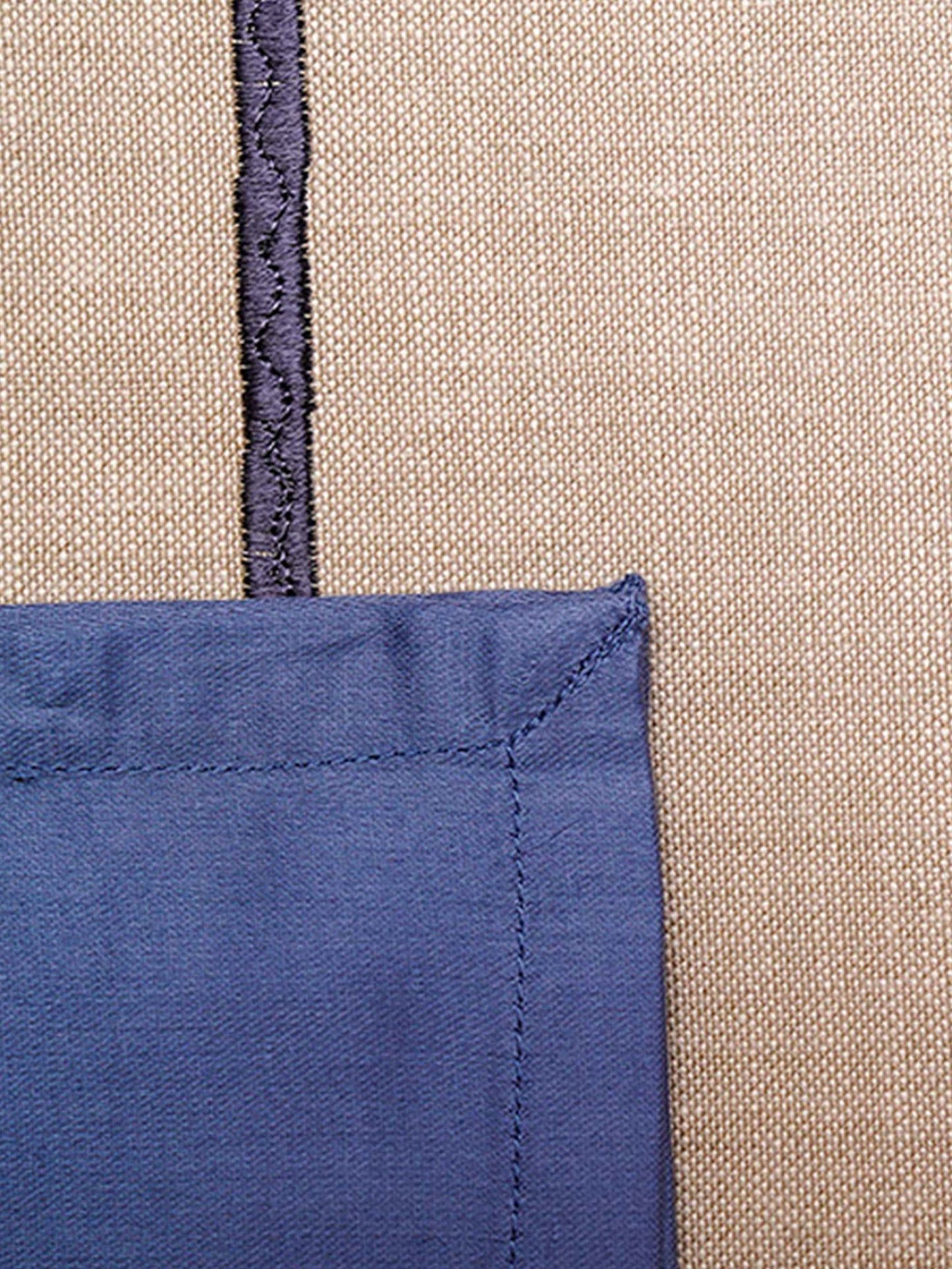 Table Mats and Napkins 100% Cotton Self Textured Blue and Beige - 13" x 19" ; 16" x 16" - Set of 6